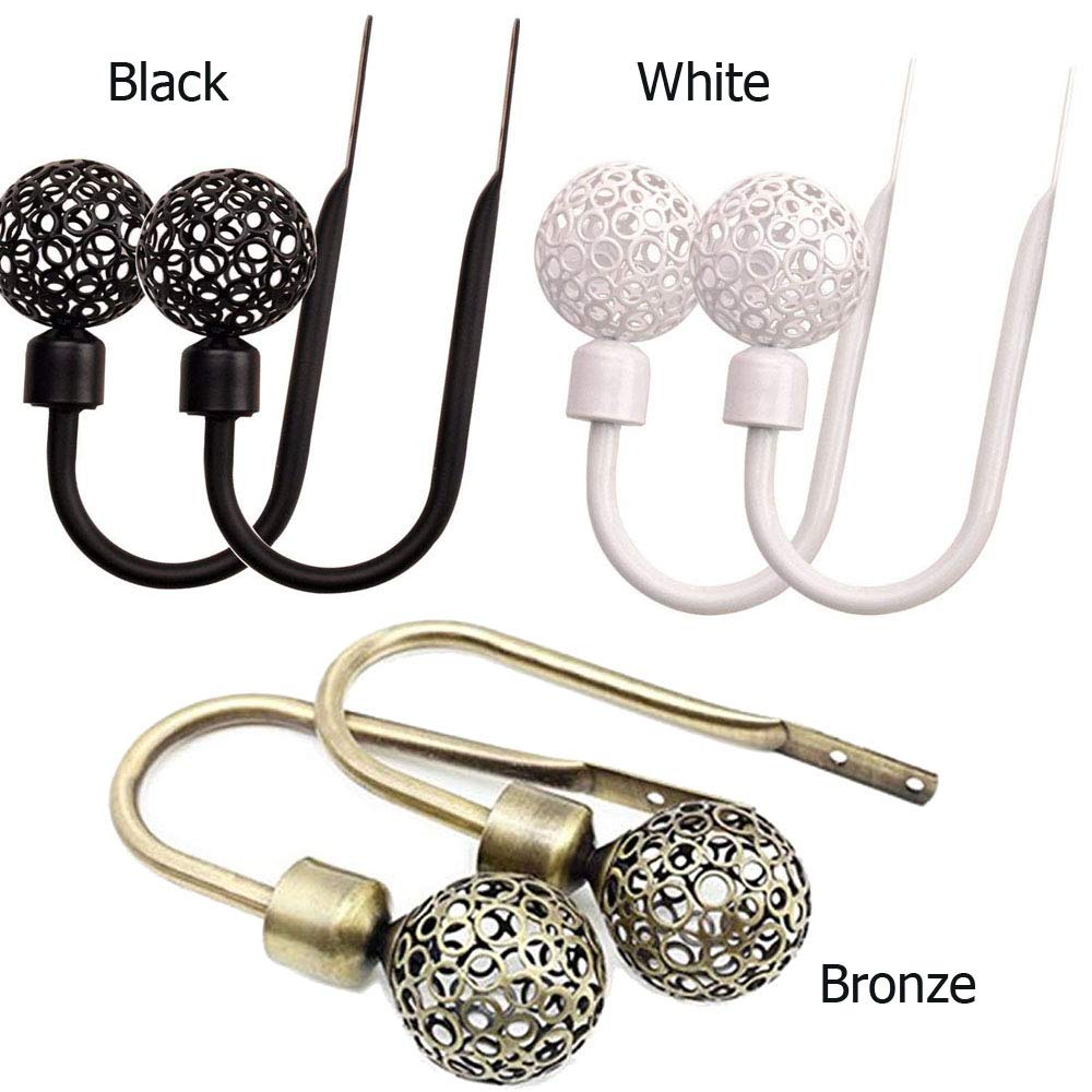 Elegant Black Metal Hollow Out Curtain Tiebacks - Set of 2 Decorative Drapery Holdbacks for Living Room, Bedroom & Window Dressing