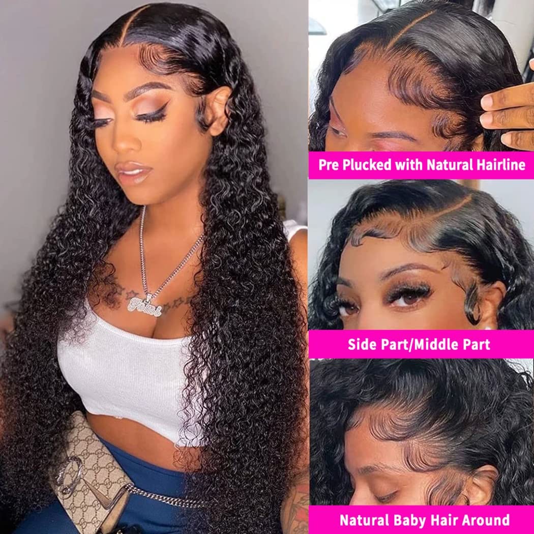 13x4 HD Curly Lace Front Wigs for Black Women - 150% Density Human Hair Wigs with Baby Hair & Pre-Plucked Hairline | 18 Inch Deep Curly Human Hair Wig with Transparent Lace | Perfect for Daily Wear, Special Occasions & Protective Styling