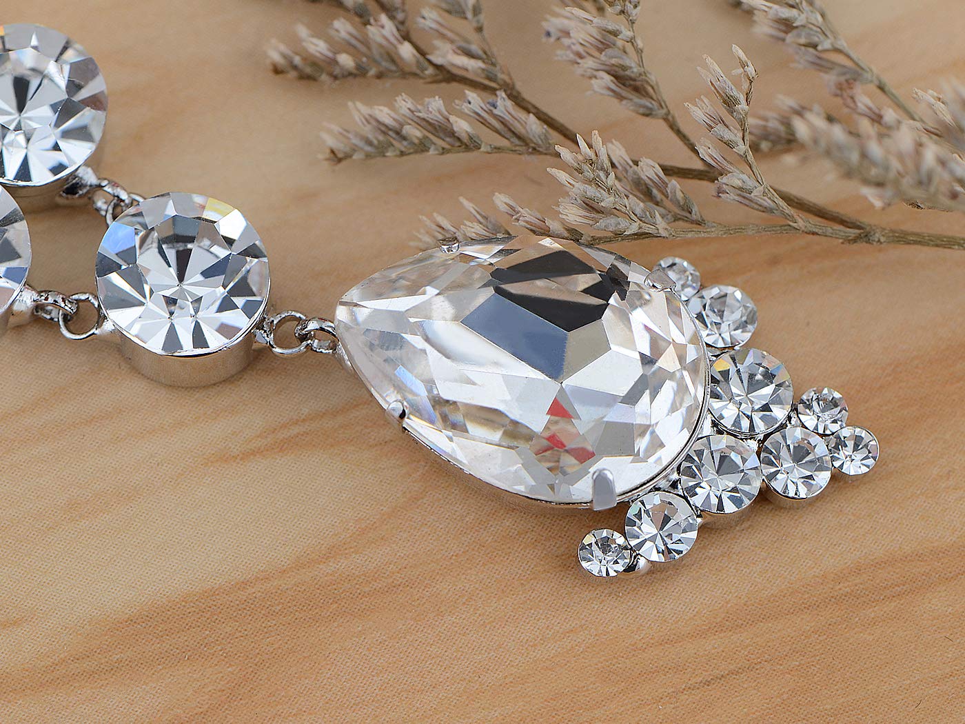 Alilang Elegant Crystal Prismatic Bejeweled Charm Earrings & Necklace Set - Perfect for Weddings, Parties & Special Occasions