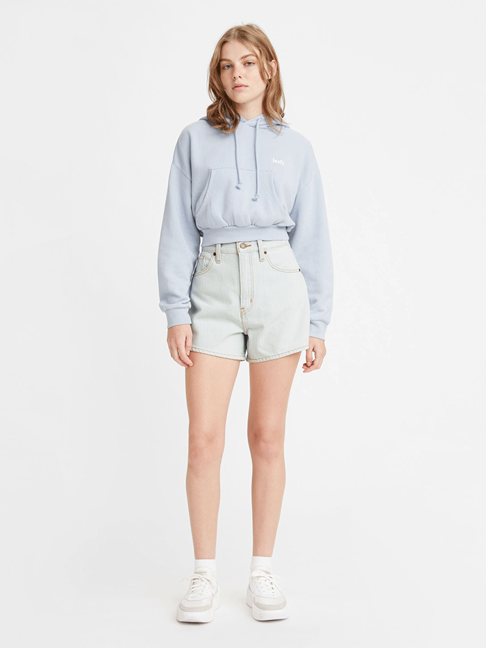 Levi's Women's High Waisted Mom Shorts - A19650003 Striped Denim Shorts for Casual Wear & Summer Outfits