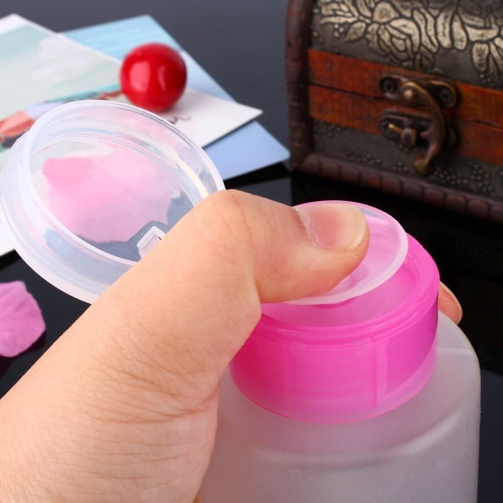 Lockable Push Down Pump Dispenser Bottle for Nail Polish & Makeup Remover - Leakproof Refillable Cosmetic Container (1-Pack) - Perfect for Salon, Travel & Home Nail Care Organization