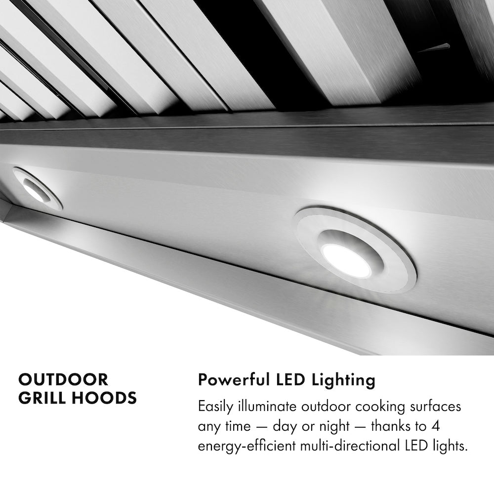 ZLINE 60 Inch Stainless Steel Island Mount Outdoor Grill Hood - GOi1 60 Model - Heavy Duty Range Hood for BBQ, Patio & Backyard Cooking - Perfect for Outdoor Kitchens & Entertaining Guests