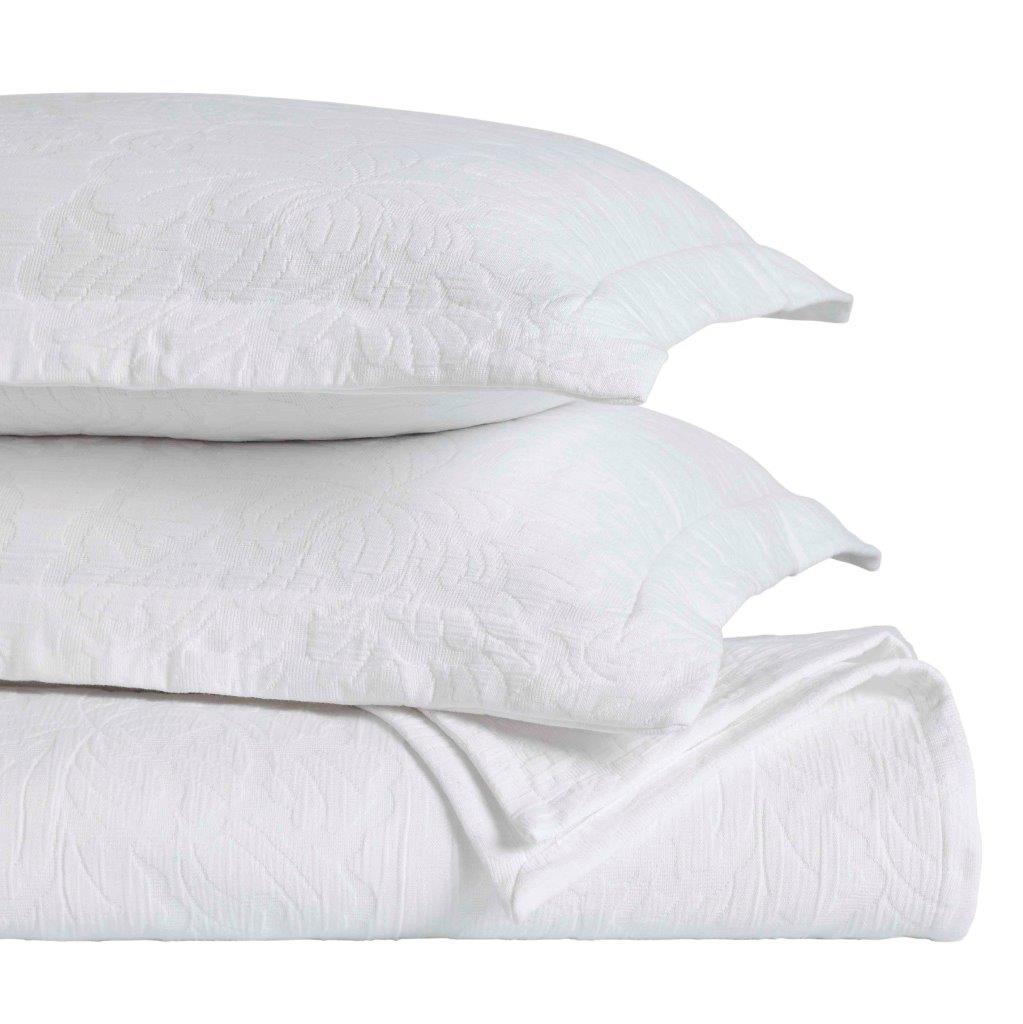 Hibiscus Cotton Medium Weight Matelasse Woven Bedspread and Sham Set - Queen Size, Floral Design, Soft & Breathable - Perfect for Master Bedroom, Guest Room, or Vacation Home Decor