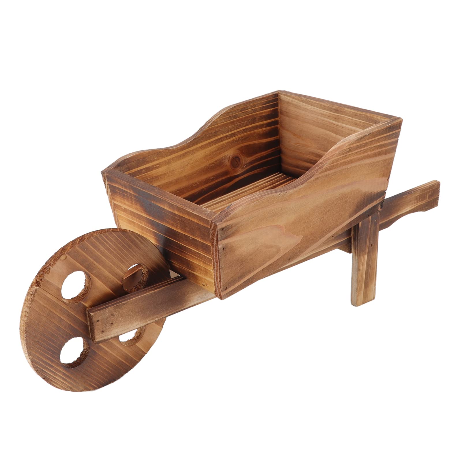 Wooden Cart Wheelbarrow Planter Wagon for Succulents & Flowers - Rustic Home & Garden Decor for Courtyard, Window, Indoor & Outdoor Use