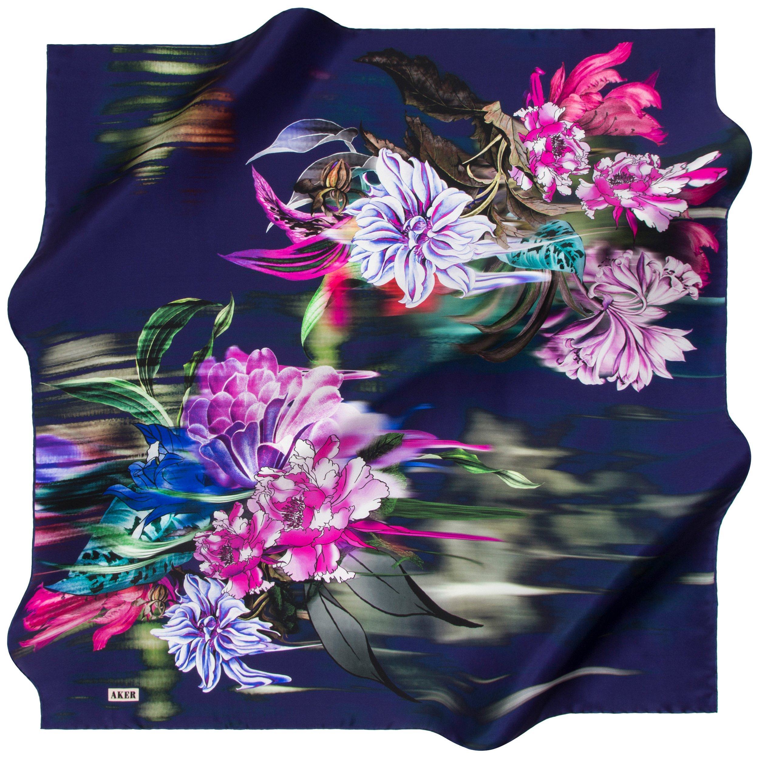 Elegant Aker Orient Floral Silk Scarf - Lightweight Luxury Shawl for Women - Perfect for Weddings, Parties & Office Wear