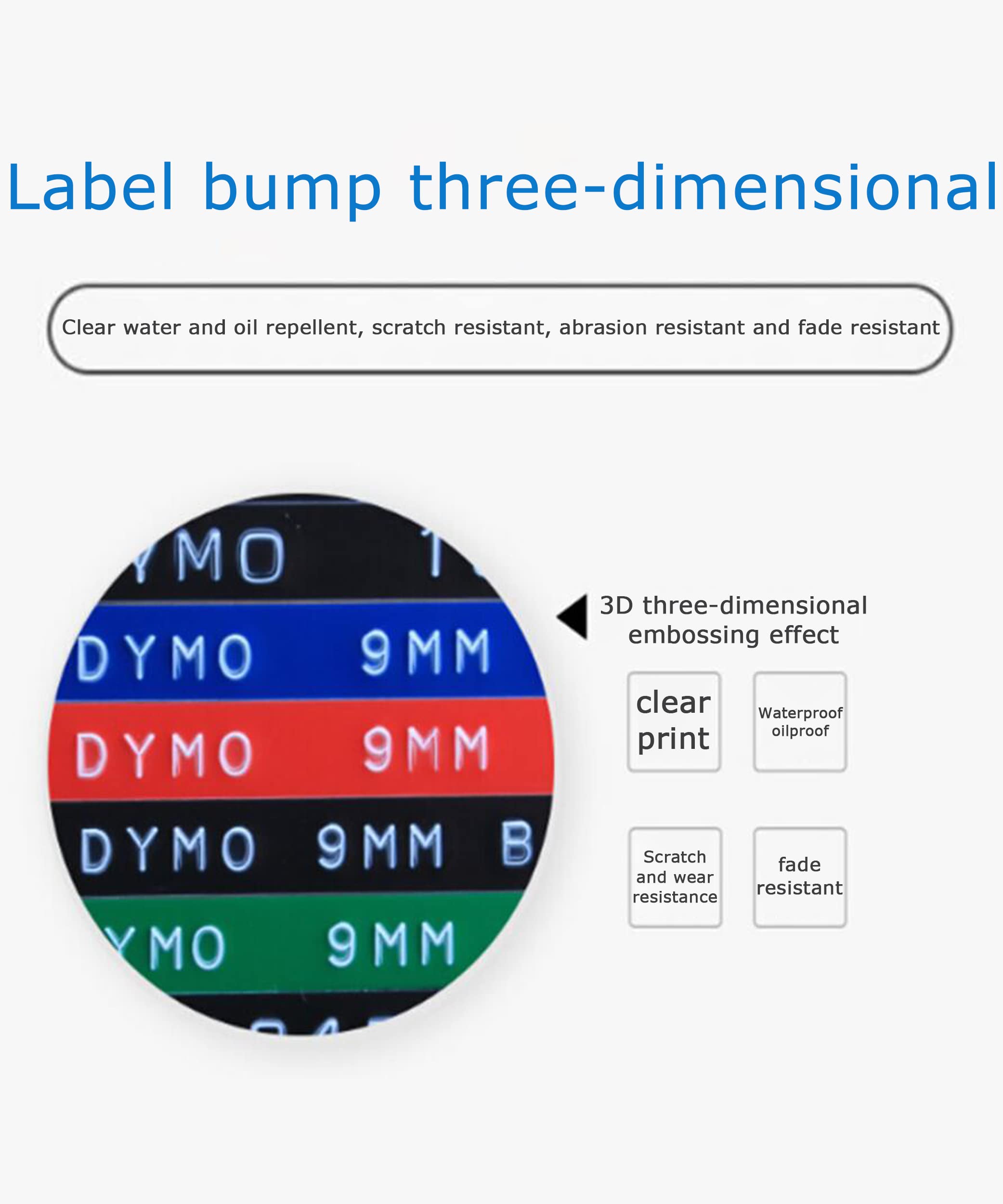 3-Pack Blue Compatible Label Tape for Dymo 3D Embossing Label Maker - Works with Organizer Xpress Pro, Motex, Omega Home, Junior Embosser & Office-Mate II - Perfect for Home, Office Organization & Craft Labeling