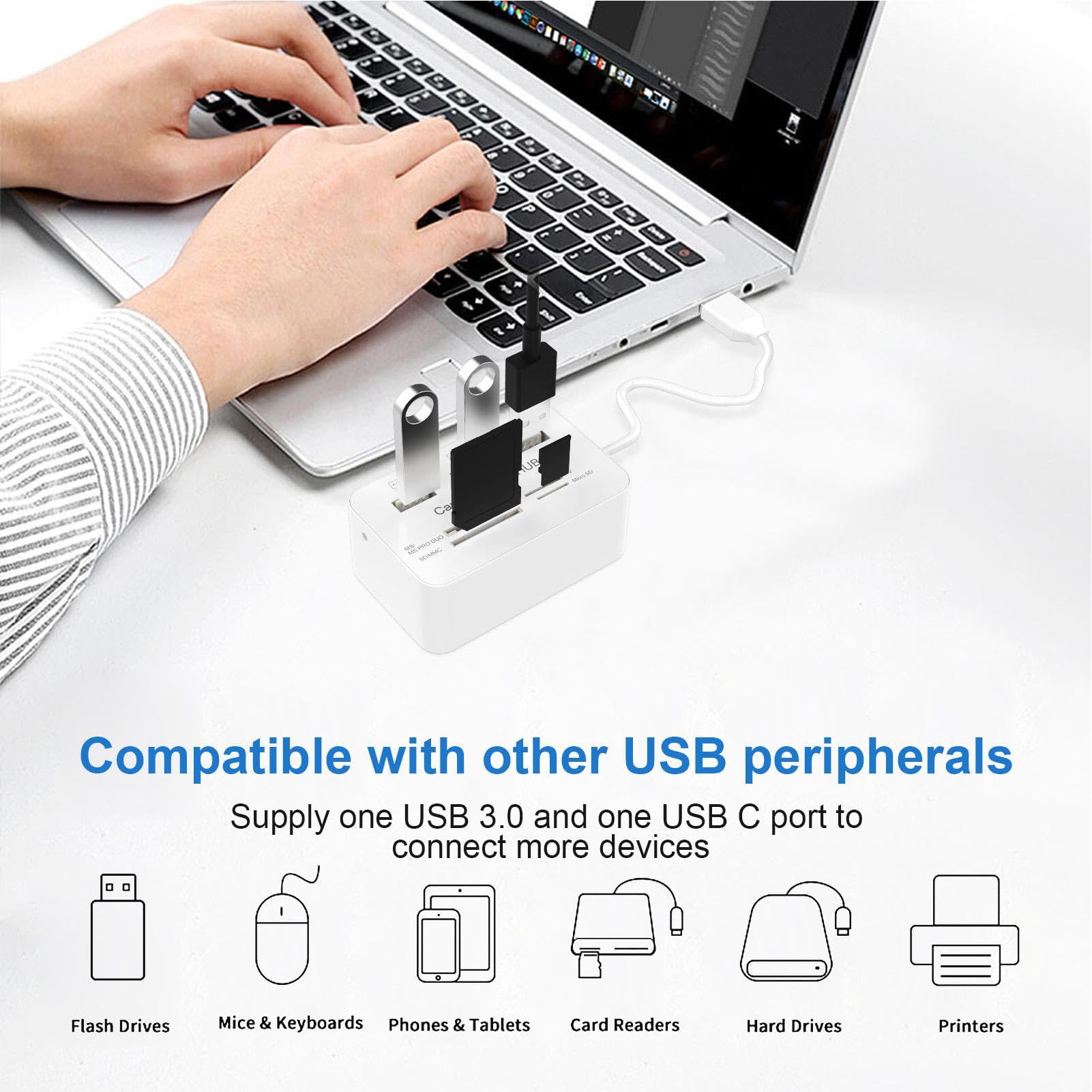 7-in-1 USB C Hub with 4K HDMI, 3 USB Ports, SD/TF Card Reader - Portable Laptop Docking Station for MacBook Pro/Air, Dell, HP - Perfect for Home Office, Travel & Video Conferencing