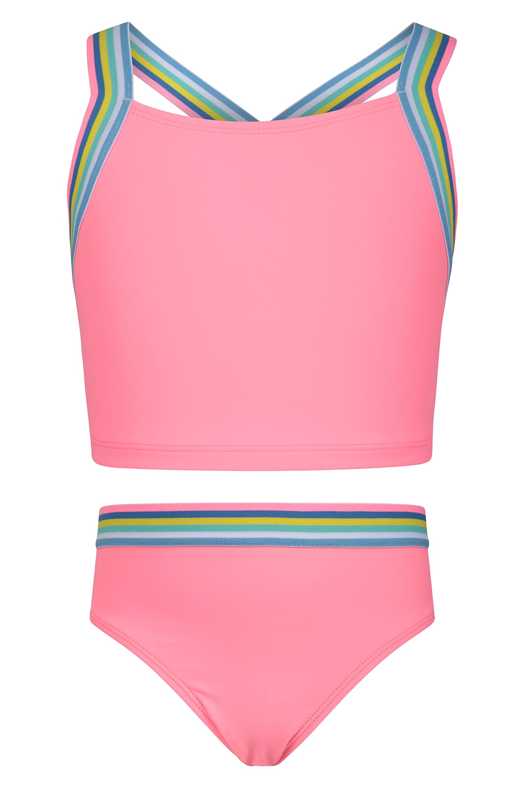 Mountain Warehouse Kids Printed Tankini Top with UV Protection Swim Bottoms - Perfect for Beach, Pool, and Summer Water Activities