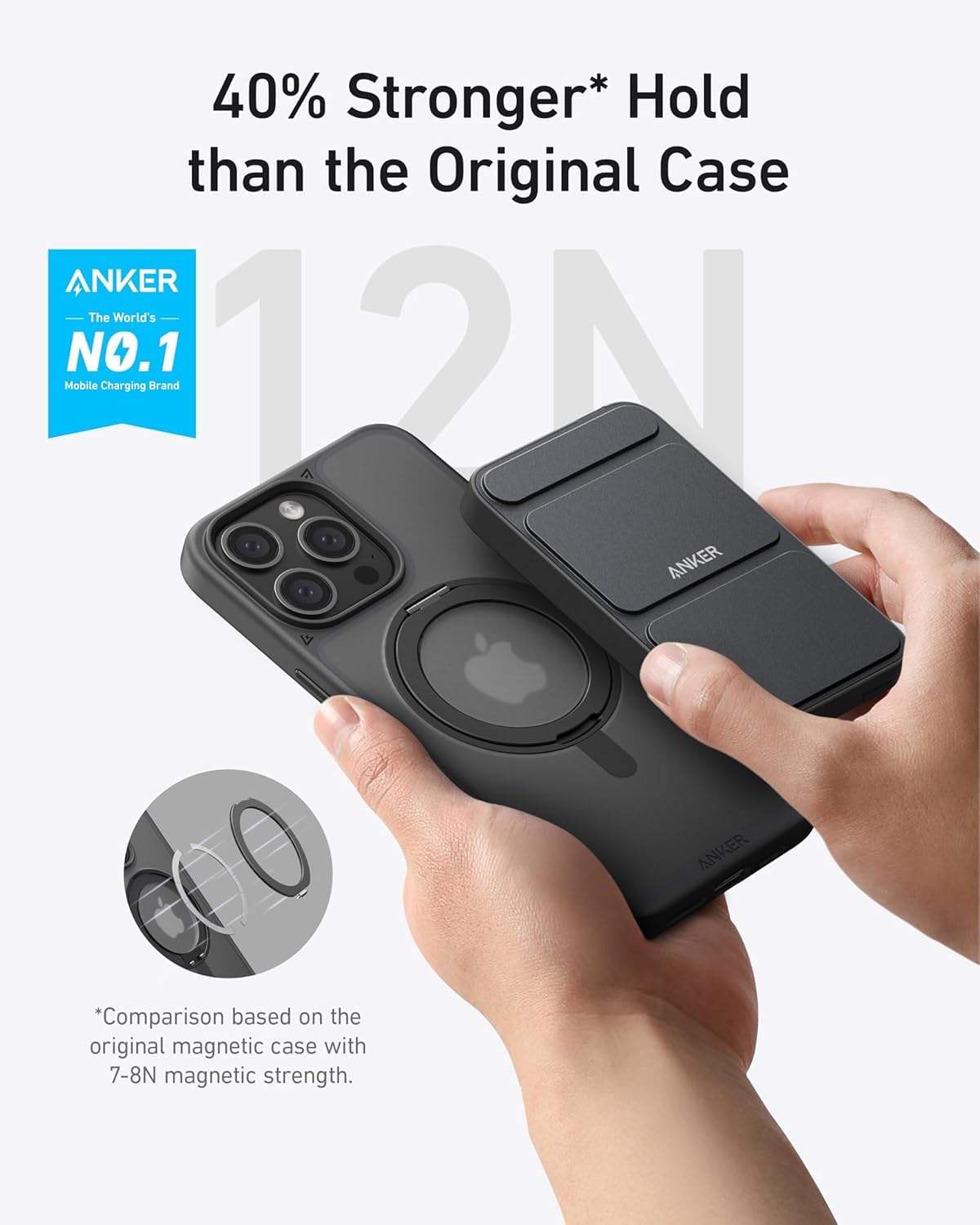 Anker Ultra Magnetic iPhone 15 Pro Case with 360° Ring Stand - Military-Grade Shockproof & MagSafe Compatible Phone Cover (Black) | Perfect for Work, Travel & Everyday Protection