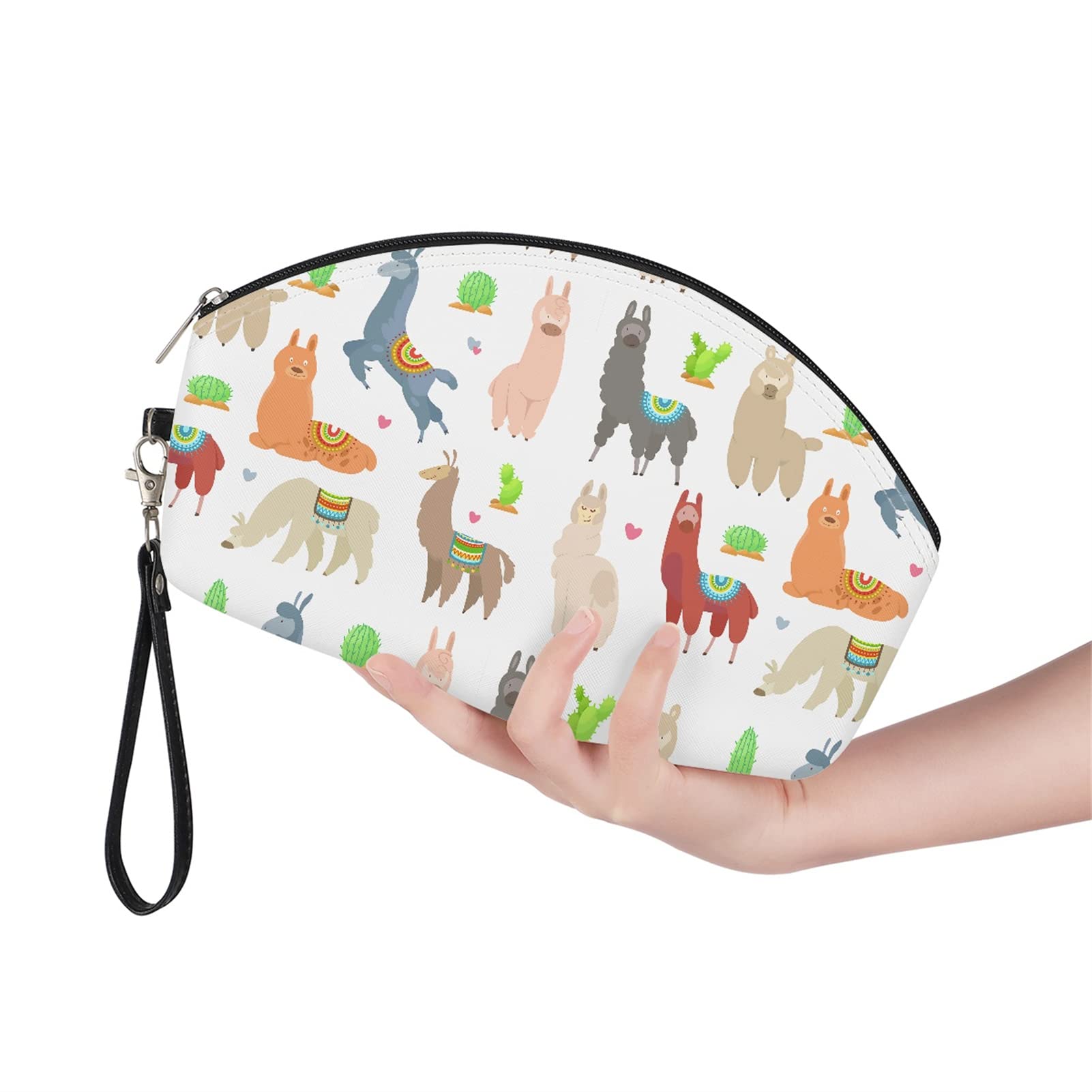 STUOARTE Women's Cartoon Alpaca Cosmetic Bag - Small Travel Makeup Organizer with Zipper for Girls & Women | Perfect for Daily Use, Travel, and Gift Giving