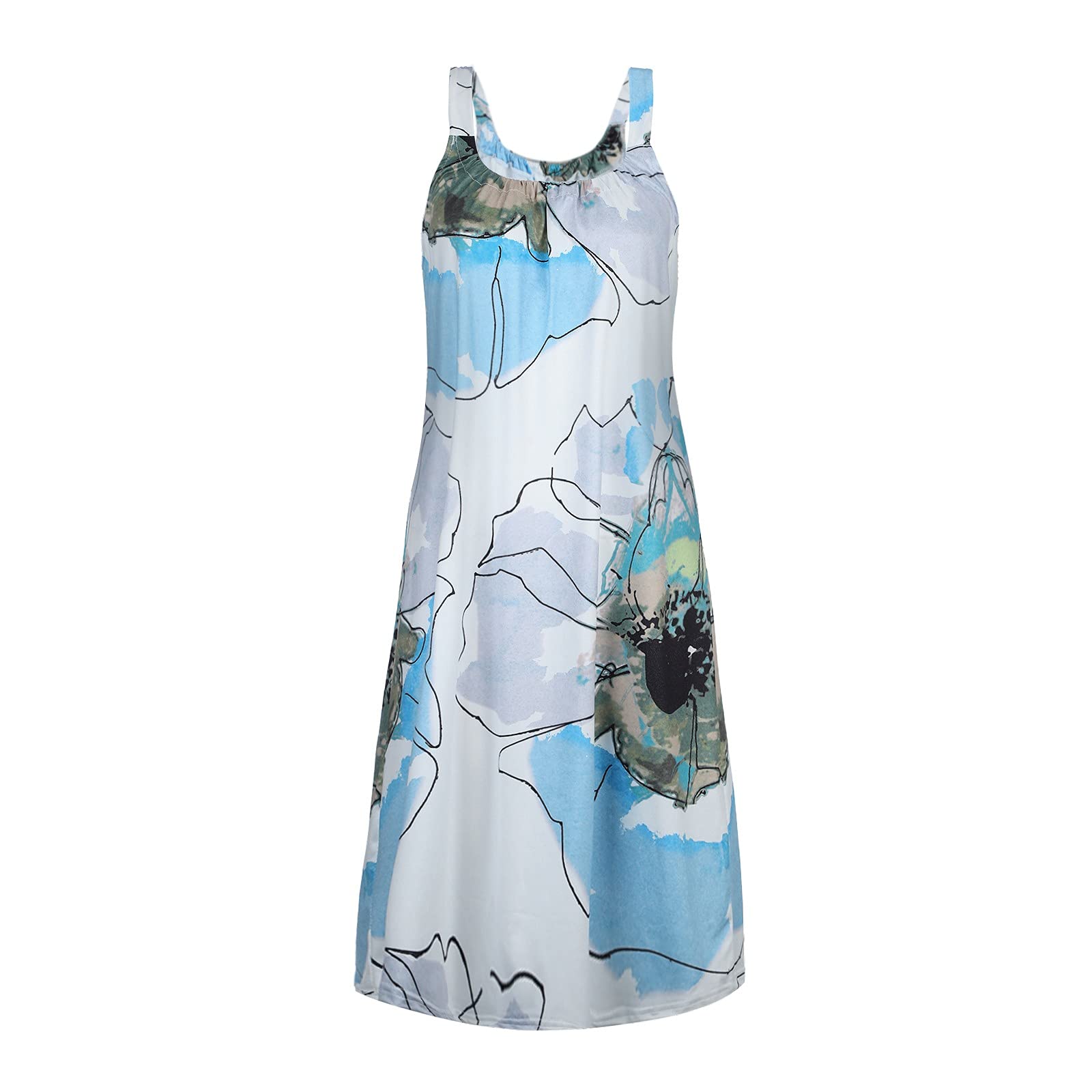 Women's Loose Fit Pleated Tank Dress - Short Beach Sundress with Heart Print, Sleeveless Mini Dress for Summer Casual Wear | Perfect for Beach Vacations, Pool Parties & Outdoor Date Nights