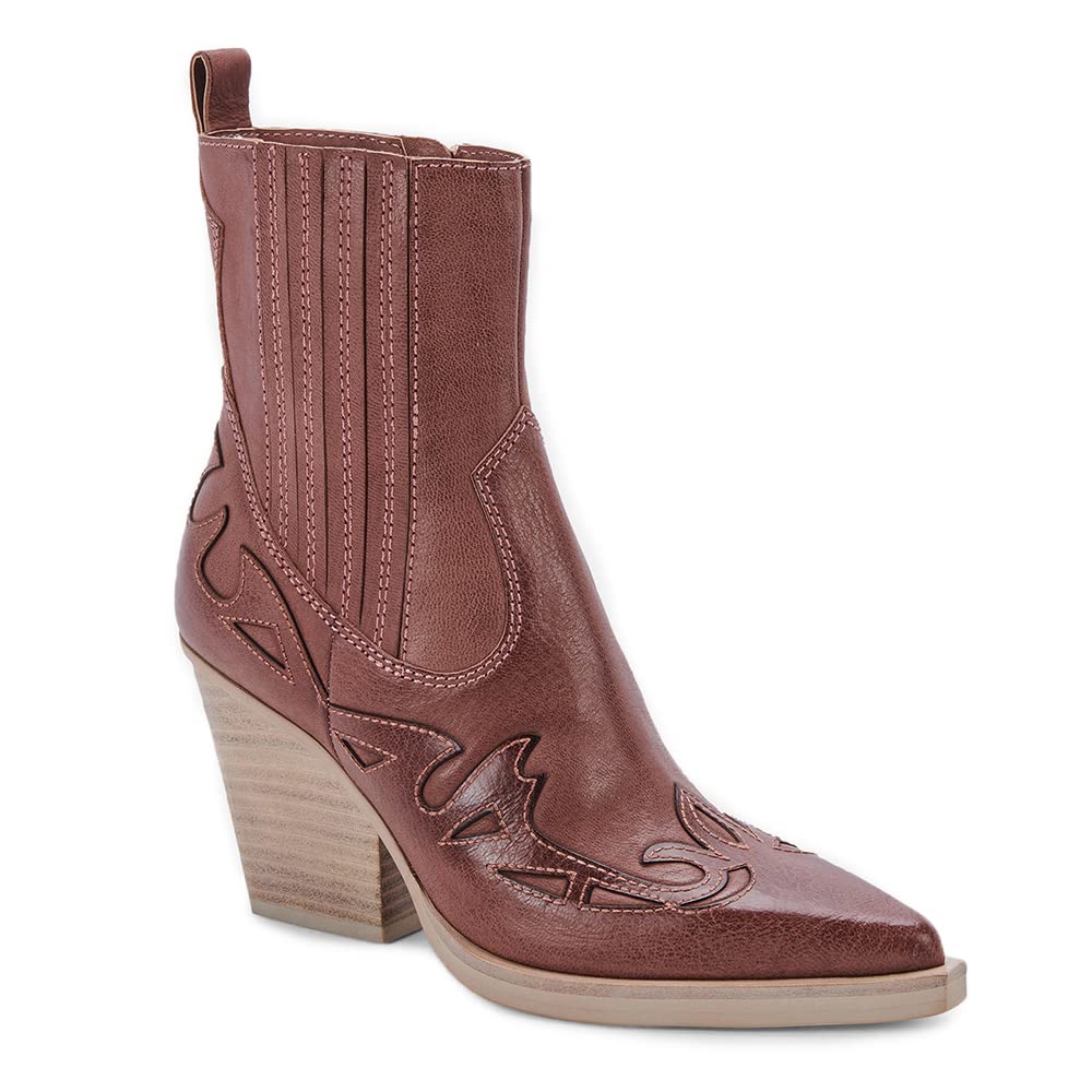 Reoplty Women's Chunky Heel Ankle Boots - Pointed Toe Western Style Zipper Booties for Casual Outfits & Night Out