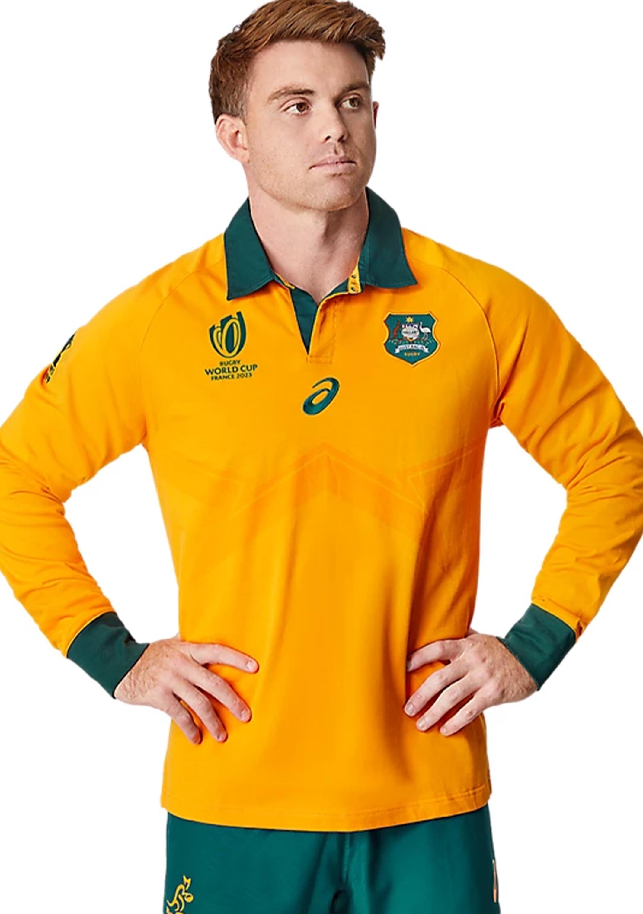 ASICS Men's Wallabies RWC23 Traditional Rugby Jersey 2111B702-750 - Official Rugby Union Fan Apparel for Match Day & Sports Events