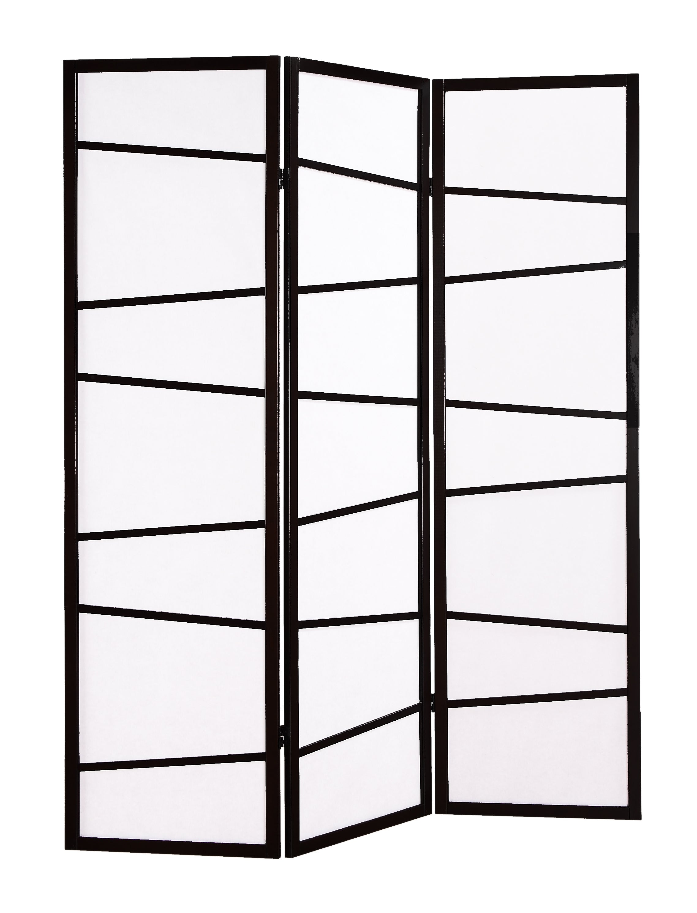 Roundhill Furniture 3-Panel Room Divider Screen - Black Folding Privacy Partition for Home, Office & Studio Decor | Space Separator for Bedroom, Living Room & Workspace
