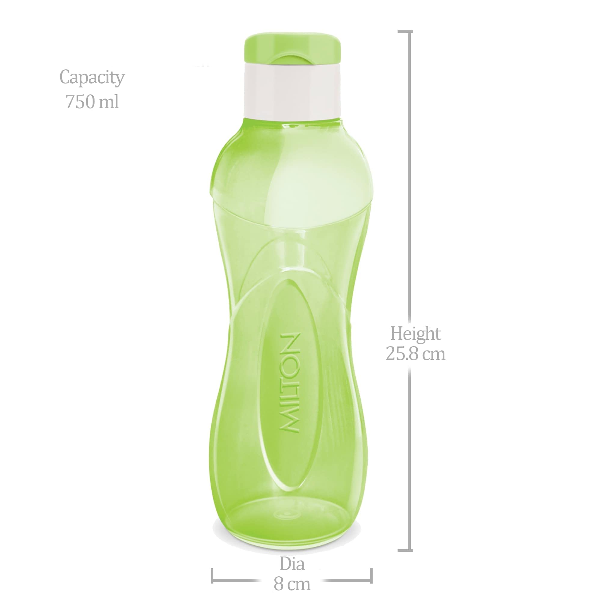 MILTON I Go Flip Plastic Water Bottle 750ml - Green Reusable Water Bottle for Sports, Gym, Home, Kitchen, Travel, Hiking & Trekking | BPA Free Leak Proof Design for Active Lifestyle