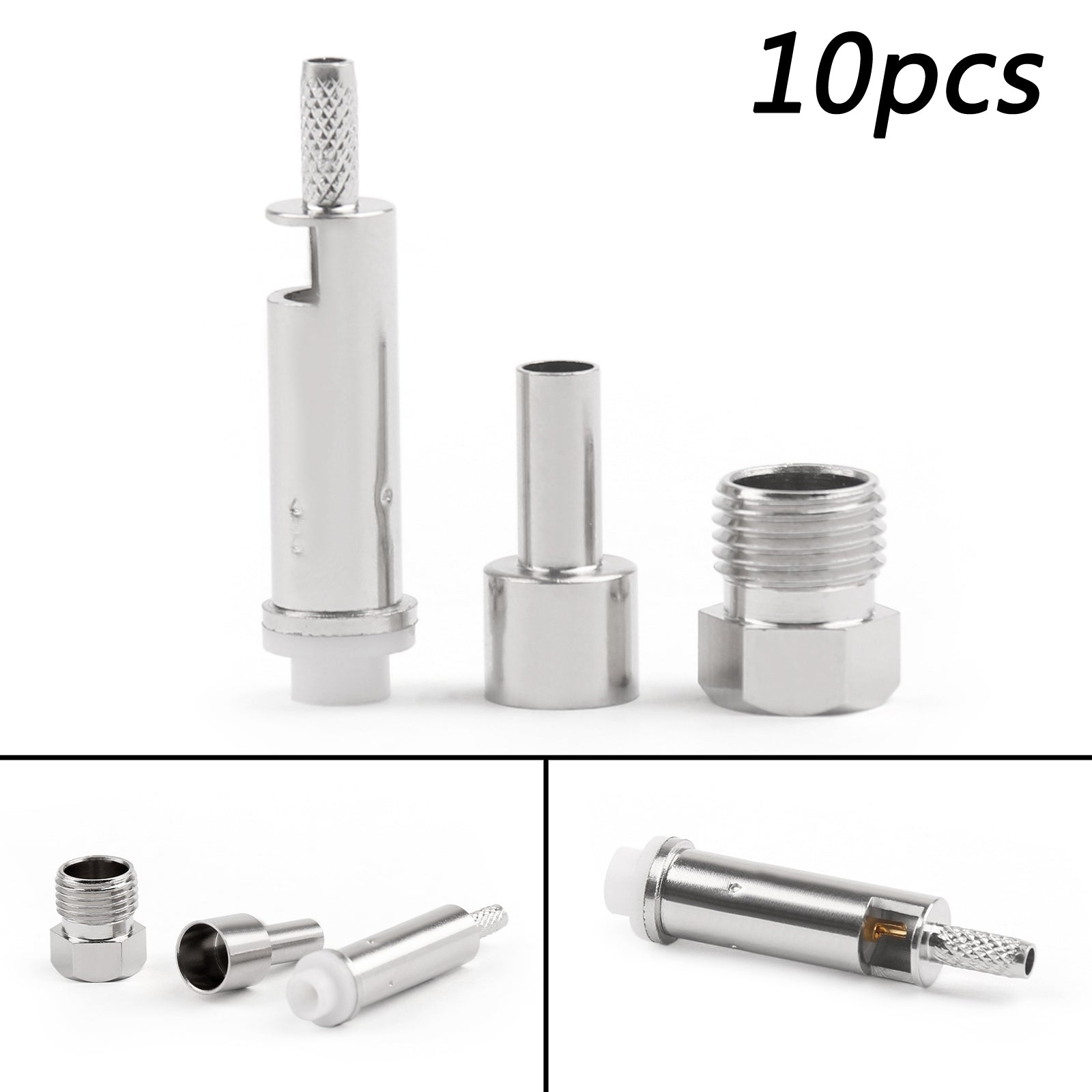 10Pcs FME Female Straight Crimp Connectors for RG174 RG178 RG316 LMR100 Coaxial Cables - Perfect for CCTV, Antenna, and Radio Communication Installations