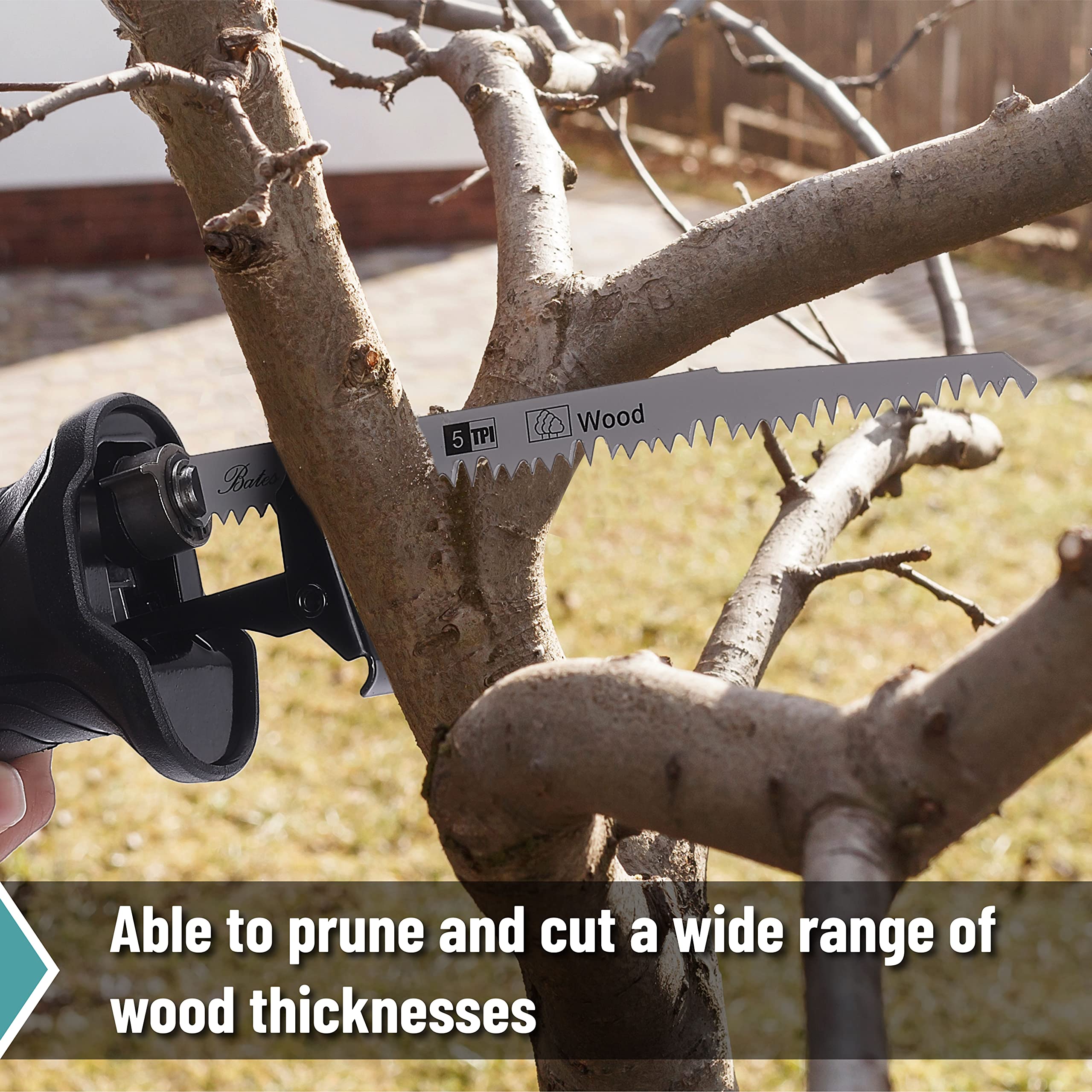 Bates 9-Inch Wood Pruning Reciprocating Saw Blades - 3 Pack | Sawzall Blades for Wood Cutting | Ideal for Tree Trimming, Landscaping & DIY Projects