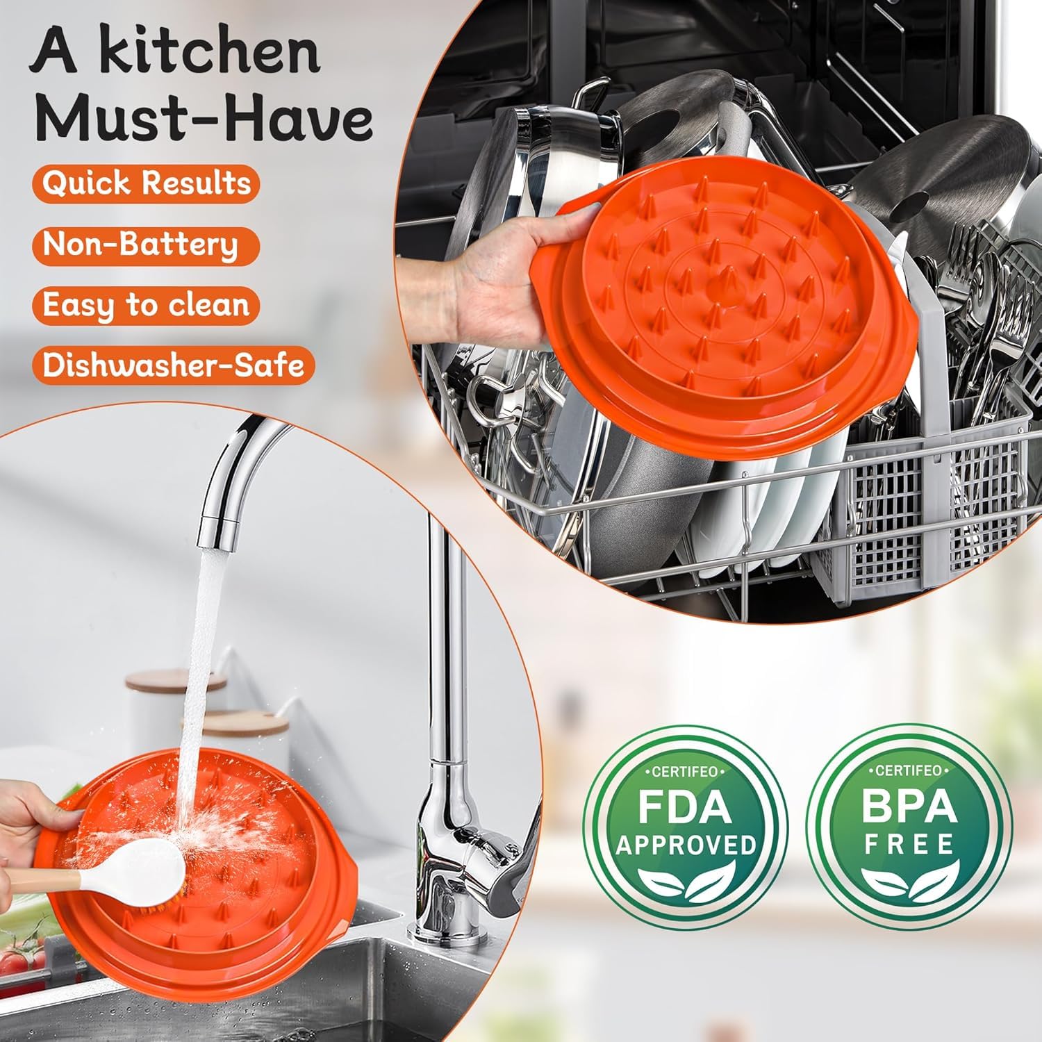 Premium Chicken Shredder Tool - Large BPA-Free Meat Grinder for Chicken Breast with Anti-Slip Grip & Ergonomic Handle - Perfect for Meal Prep, BBQ, and Healthy Cooking (Elegant Orange) - Great Kitchen Gift for Women & Home Chefs