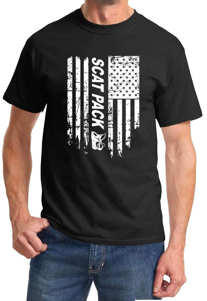 Scat Pack Charger Challenger Dart Coronet Patriotic American Flag Design Print T-Shirt for Men - Muscle Car Enthusiast Gift, Car Show Apparel, Fourth of July Outfit
