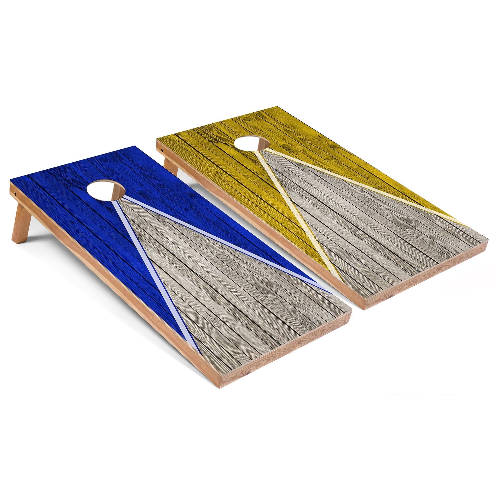 Premium Royal & Yellow Pyramid Regulation 2x4 Cornhole Game Set with 8 Bean Bags - Professional Outdoor Lawn Game for Backyard Parties, Tailgating, and Beach Fun