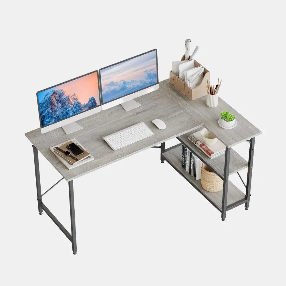 Bestier Small L-Shaped Desk with Reversible Shelves - Compact Home Office Desk for Small Spaces | Perfect for Gaming, Study & Remote Work
