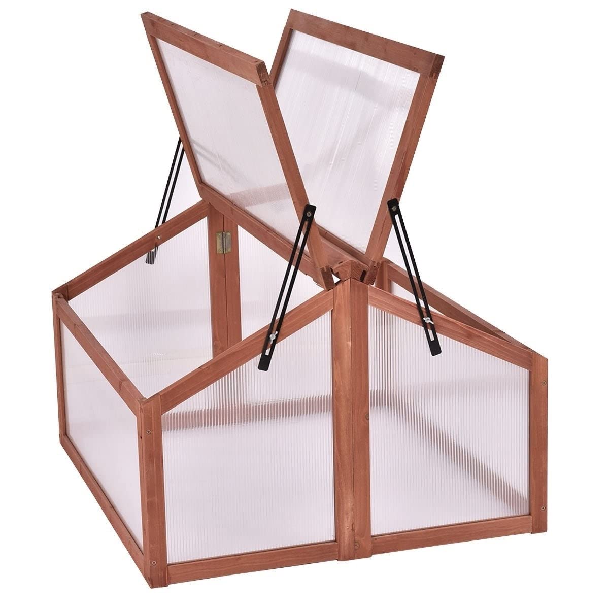Farmhouse Double Box Wooden Small Portable Garden Greenhouse for Plants, Herbs & Seedlings - Perfect for Indoor & Outdoor Gardening, Balcony, Patio & Backyard Use