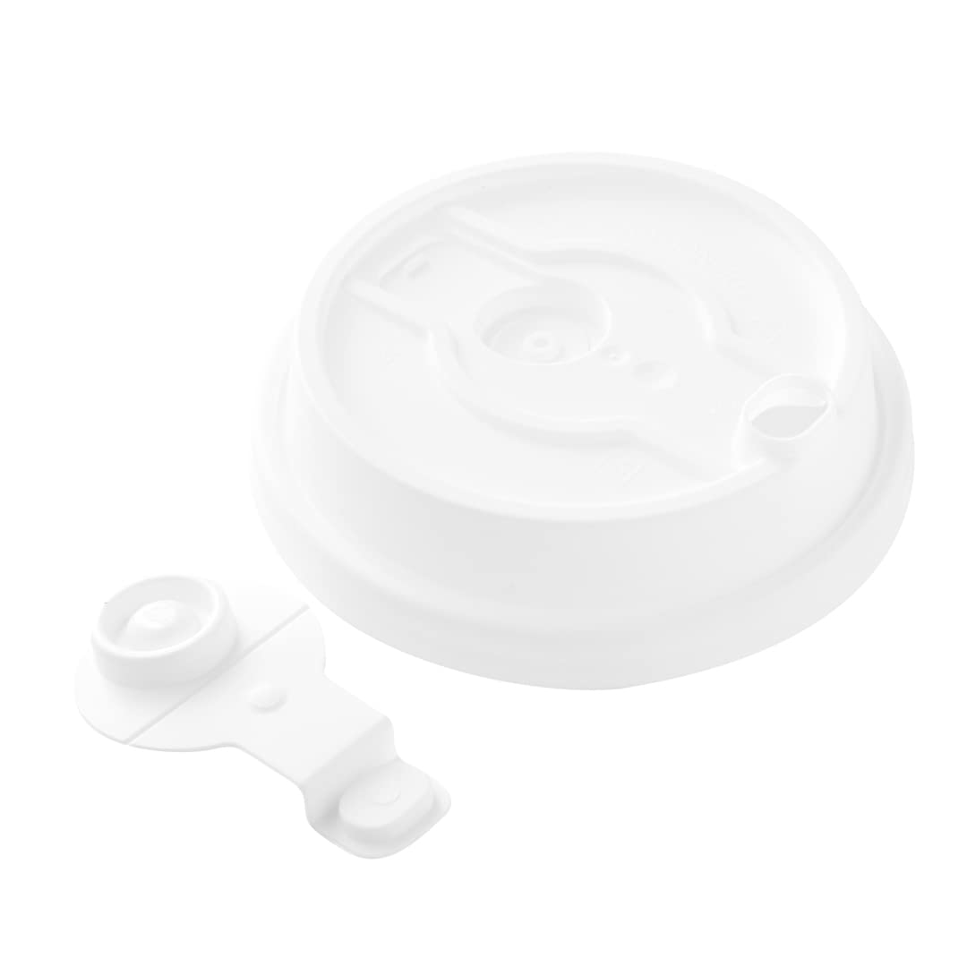 Restpresso Disposable Paper Cup Lids for 8oz 12oz 16oz 20oz Coffee Cups - 500 Pack White Plastic Hot Drink Lids with Straw Slot & Double Plug (Cups Sold Separately) - Perfect for Coffee Shops, Cafes, and Takeout Restaurants