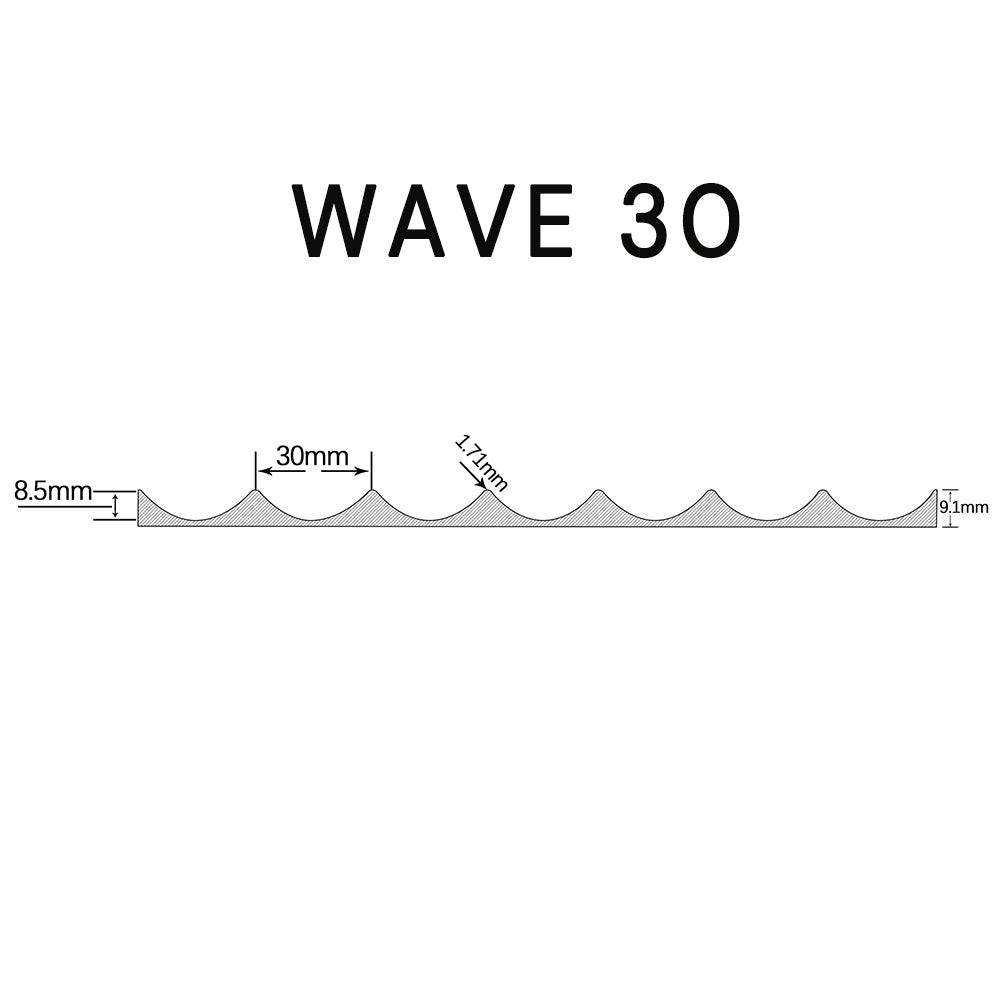 WOODFLEX White Primed Flexible Wave 30 - 2700mm x 600mm Waterproof MDF Wall Panel for Bathroom, Kitchen & Home Decoration