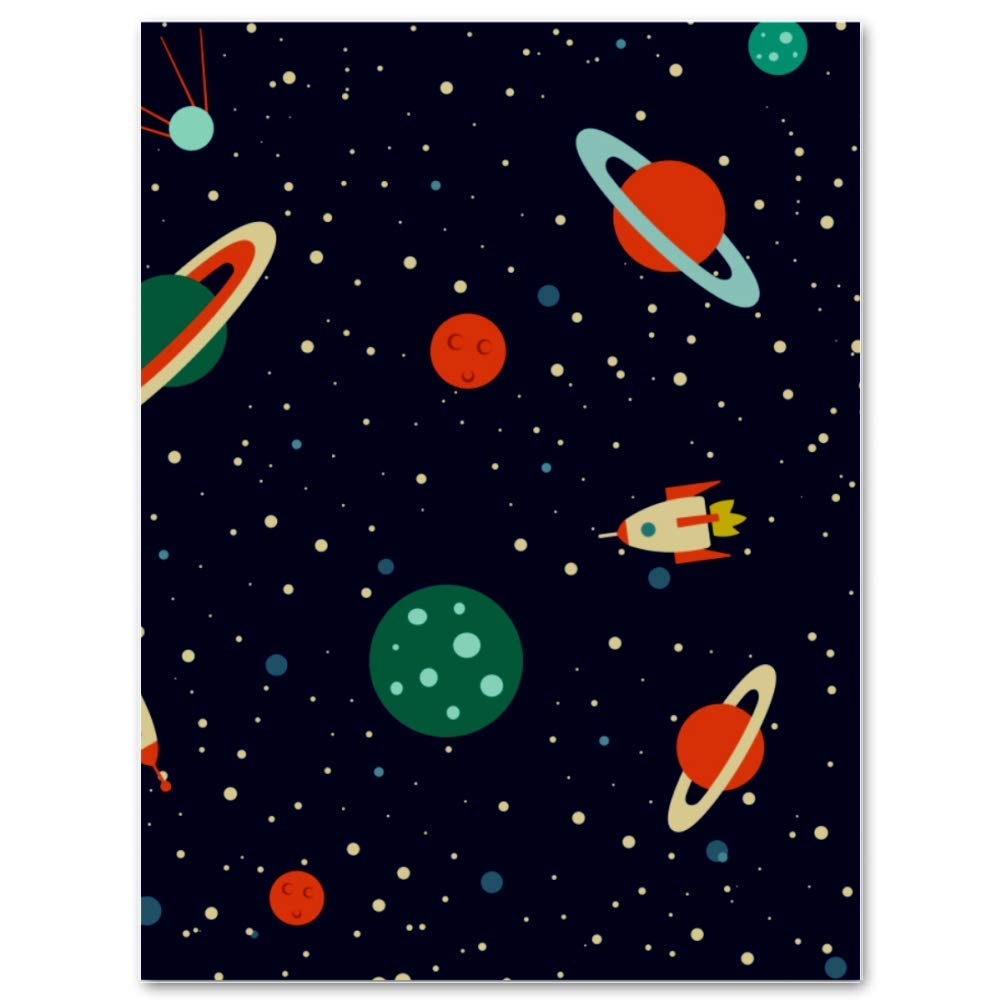 MAPOLO Planets Orbits Rockets Satellite Oil Painting - Modern Abstract Wall Art for Home Decor, Framed Canvas Print for Bedroom, Living Room & Kitchen - Perfect for Space Theme Rooms & Office Decor