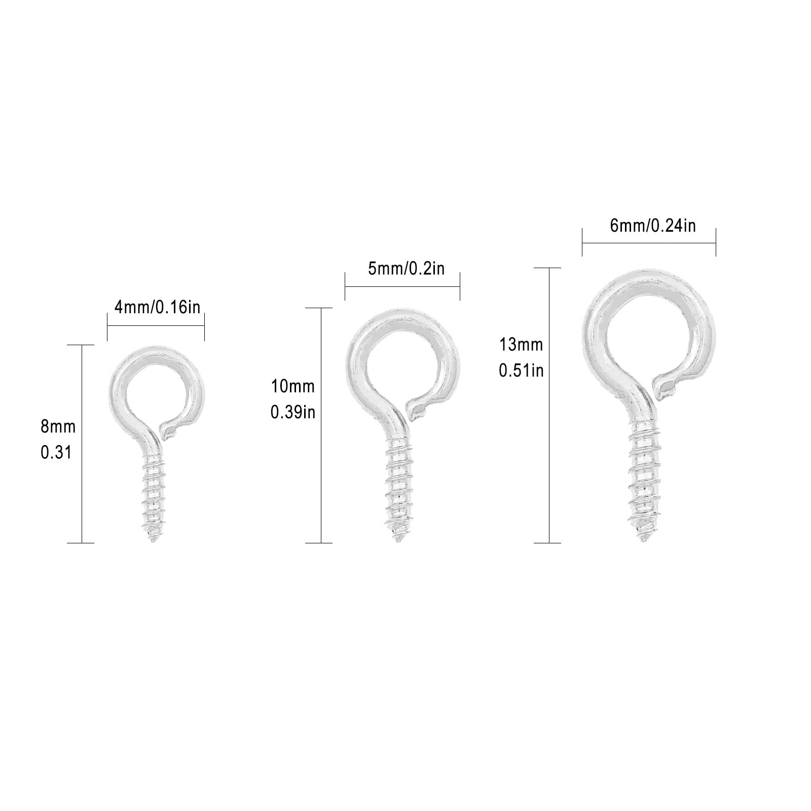 700pcs Small Screw Eye Pins - 3 Sizes Mini Metal Eye Hooks with Threaded Screw for DIY Jewelry Making, Craft Supplies (Silver) | Perfect for Pendants, Charms, Beading & Handmade Accessories