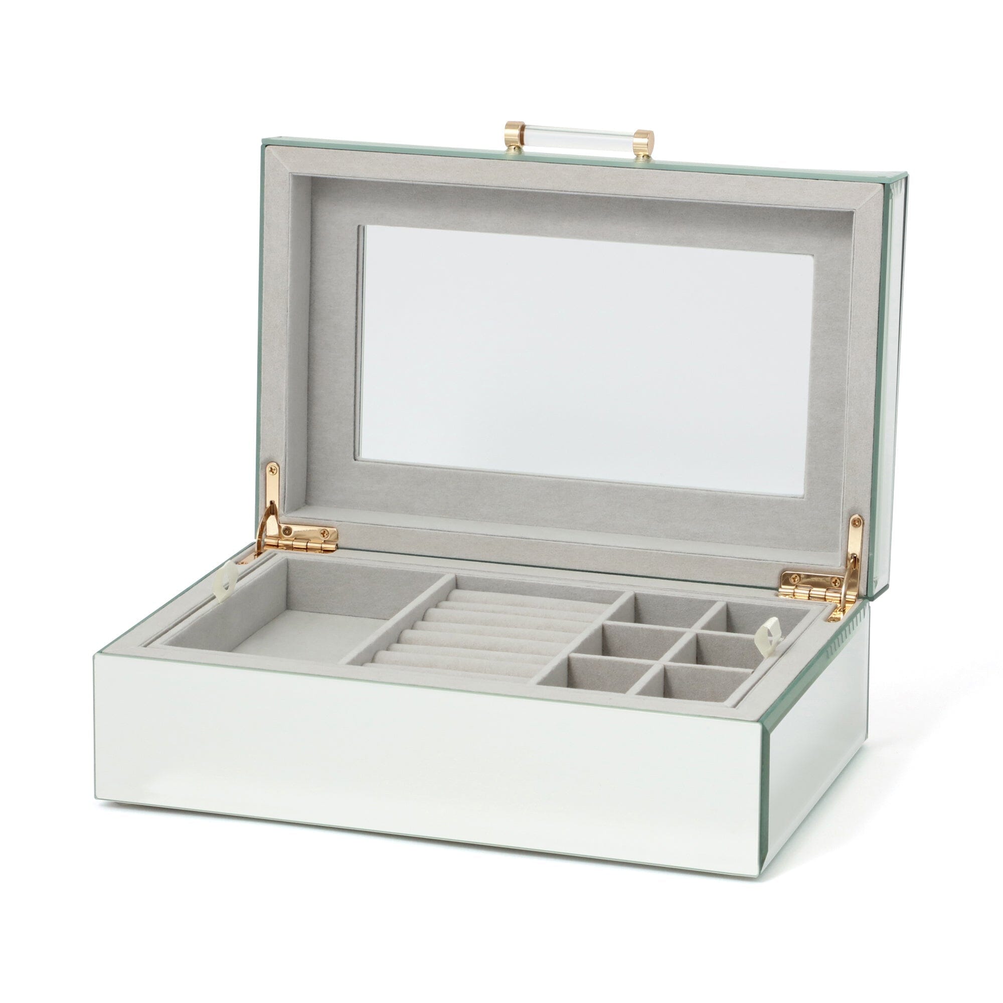Large Mirror Jewelry Box - Elegant Organizer for Necklaces, Rings & Earrings - Perfect for Dressing Table & Travel