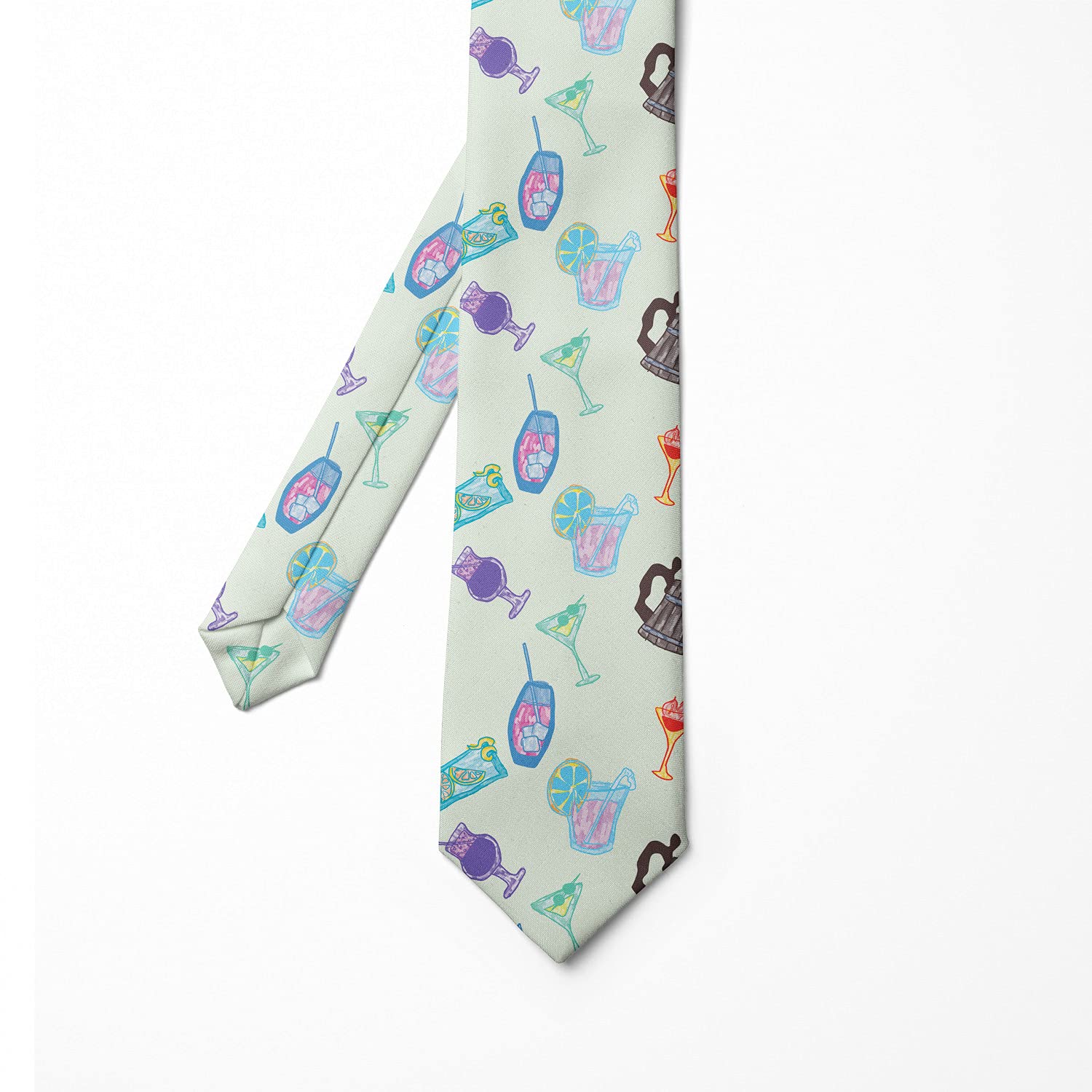 Ambesonne Men's Necktie - Stylish Cocktail Booze Beverage Pattern, 3.7