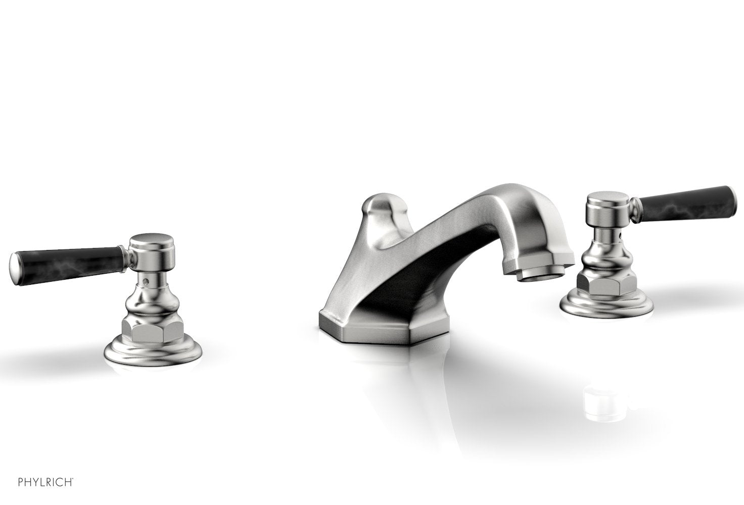HEX TRADITIONAL Deck Tub Set with Black Marble Lever Handles - 500 42 - Perfect for Outdoor Bathing and Garden Relaxation