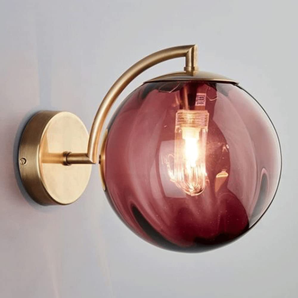 Modern Wrought Iron Glass Ball Wall Lamp - LED Bedside Lighting for Bedroom, Living Room & Dining Room - Elegant Postmodern Wall Light Fixture for Home Decor