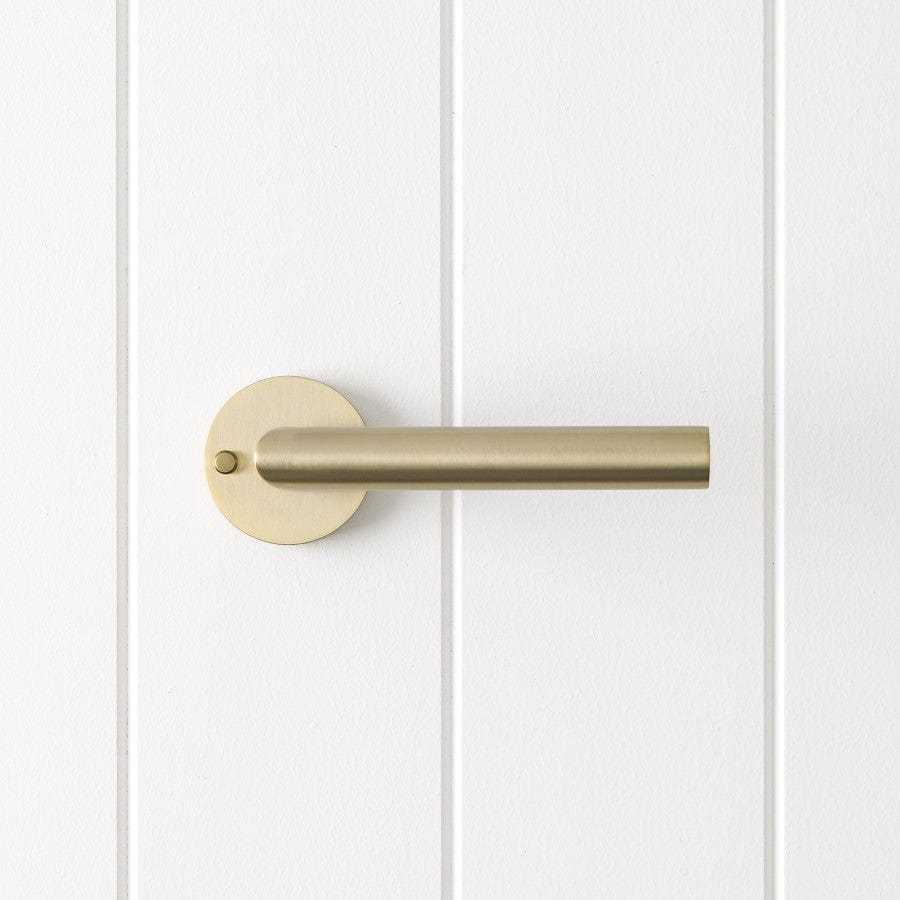 Sydney Door Handle with Lock - Warm Brushed Nickel Finish for Interior/Exterior Doors - Perfect for Bedroom, Bathroom & Office Security