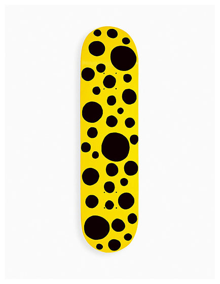 Yayoi Kusama Black Big Dots Yellow Skateboard Deck - Limited Edition Artist Skateboard for Collectors & Skate Enthusiasts - Perfect for Home Decor, Skateboarding, and Art Collections