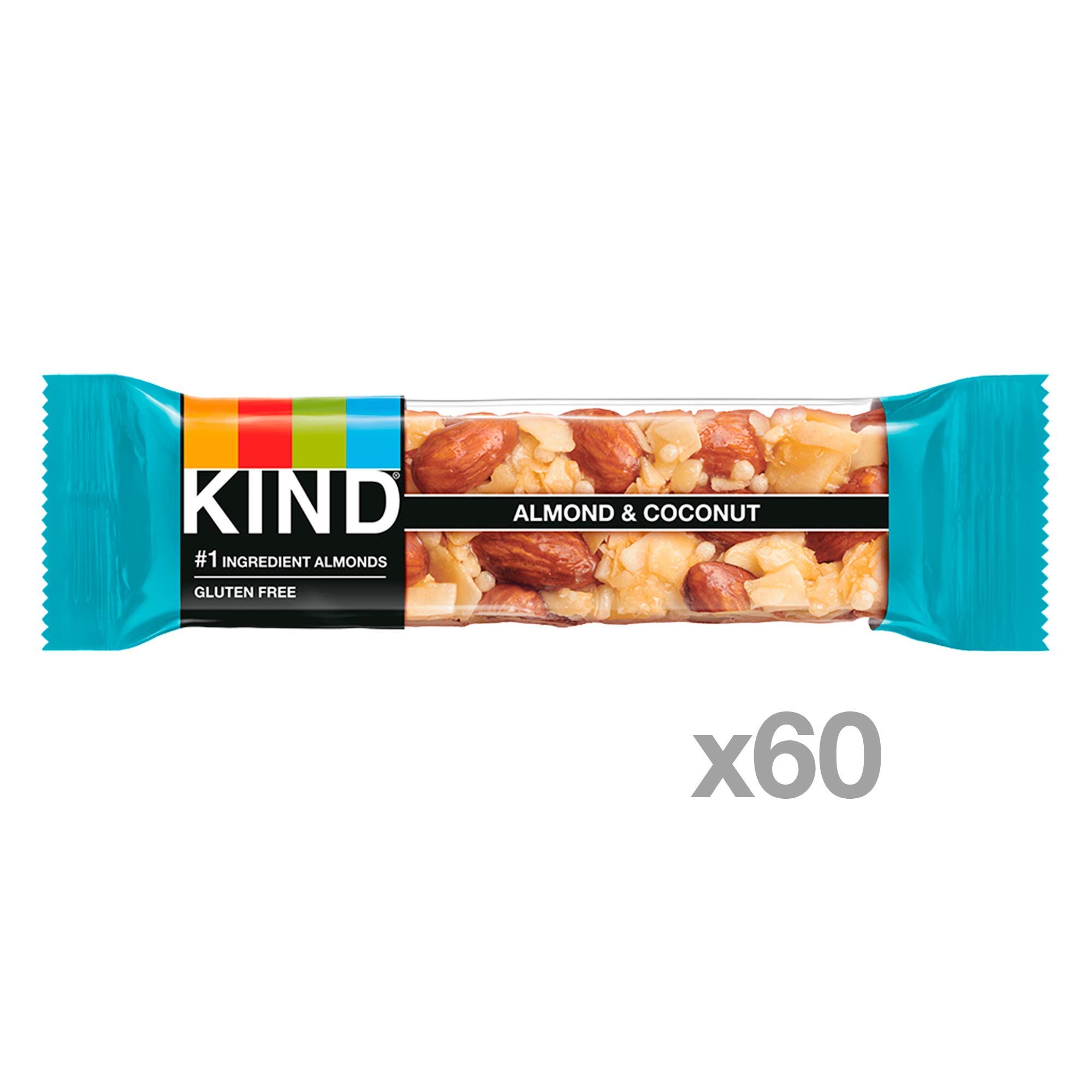 KIND Almond & Coconut Bars - Low Glycemic, Gluten Free, Healthy Snack Bars - 1.4oz (60 Count) - Perfect for On-the-Go, Office Snacks & Keto Diet
