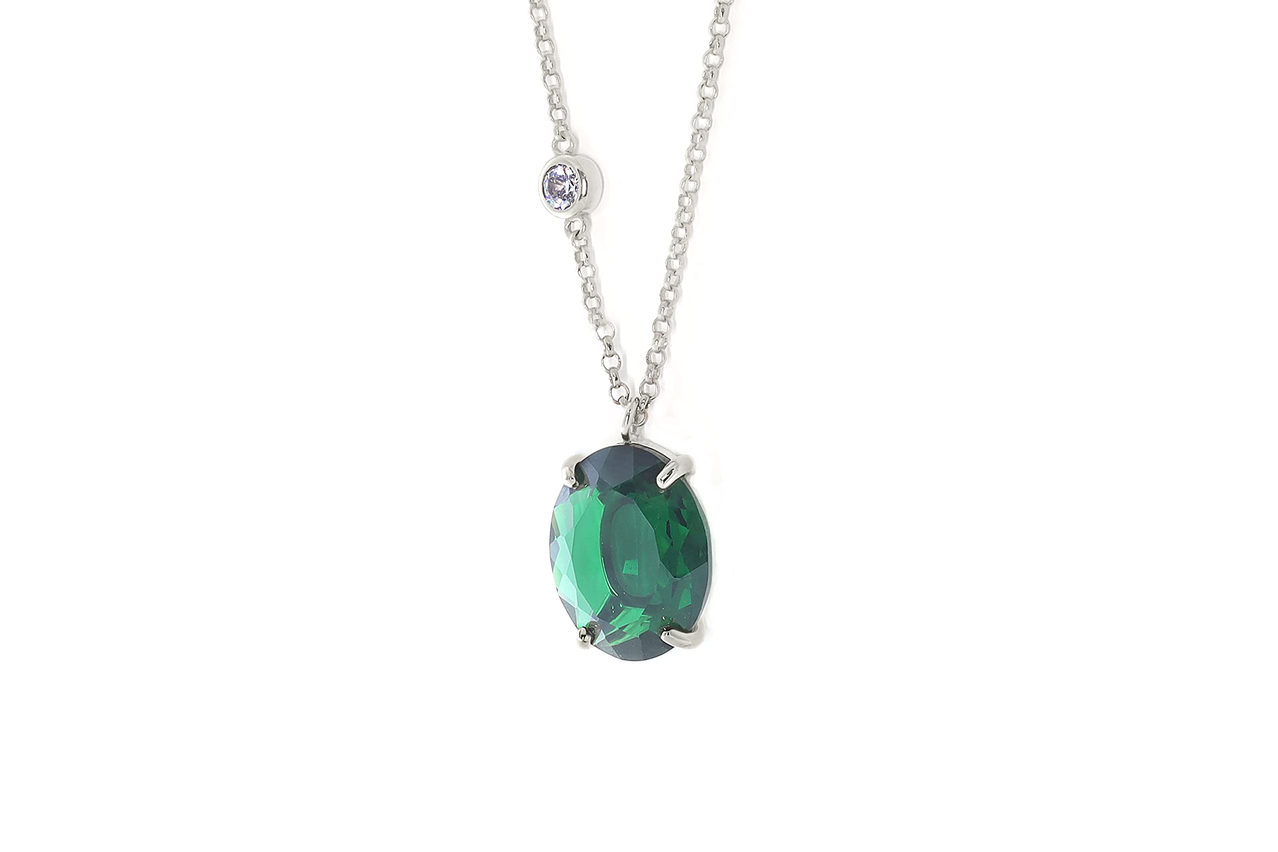 Long Gold Oval Emerald Gemstone Necklace - 14K Gold Filled Pendant with Cubic Zirconia - May Birthstone Jewelry for Women - Elegant Birthday Gift for Her | Perfect for Weddings, Anniversaries & Special Occasions