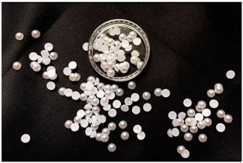 5MM Ivory Half Round Pearl ABS Flatback Beads for Jewelry Making, Nail Art, Phone Case Decoration - DIY Craft Supplies for Earrings, Bracelets, Wedding Accessories