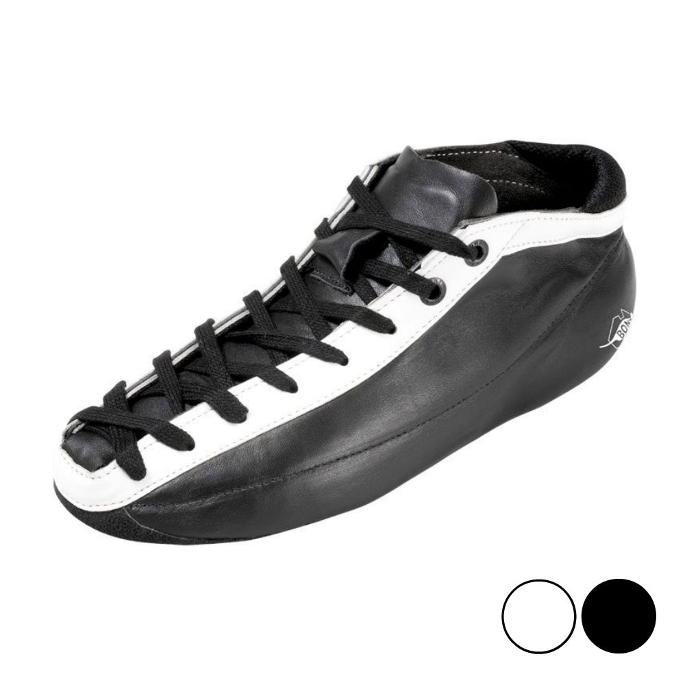 Bont Quad Racer V1 Speed Skating Boots - Premium Microfiber Black Design for Competitive Roller Derby & Indoor Skating - Perfect for Professional Athletes and Training Sessions
