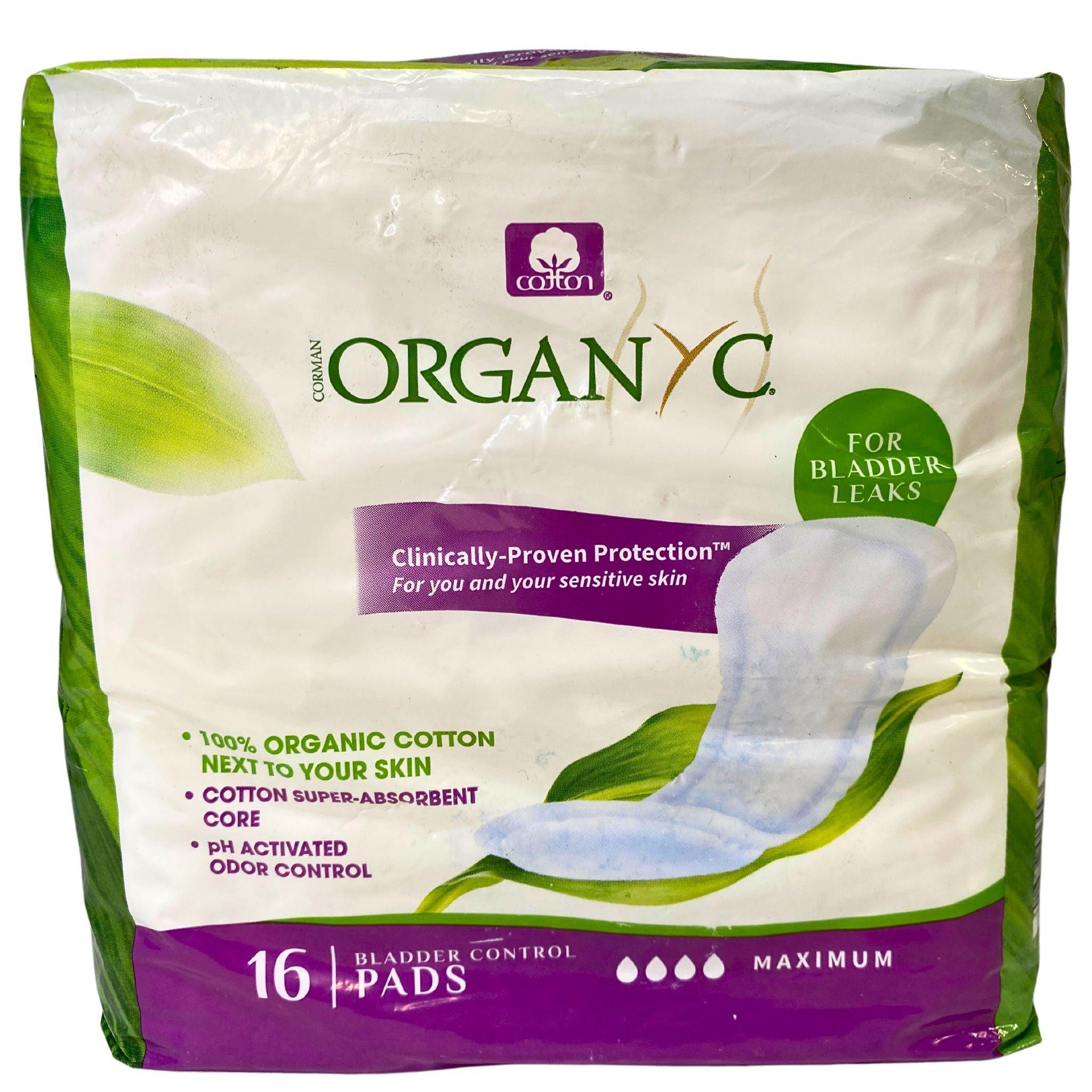 Organyc 100% Organic Cotton Bladder Control Pads for Women - Maximum Absorbency (40 Count) - Incontinence Protection for Active Lifestyle & Overnight Use