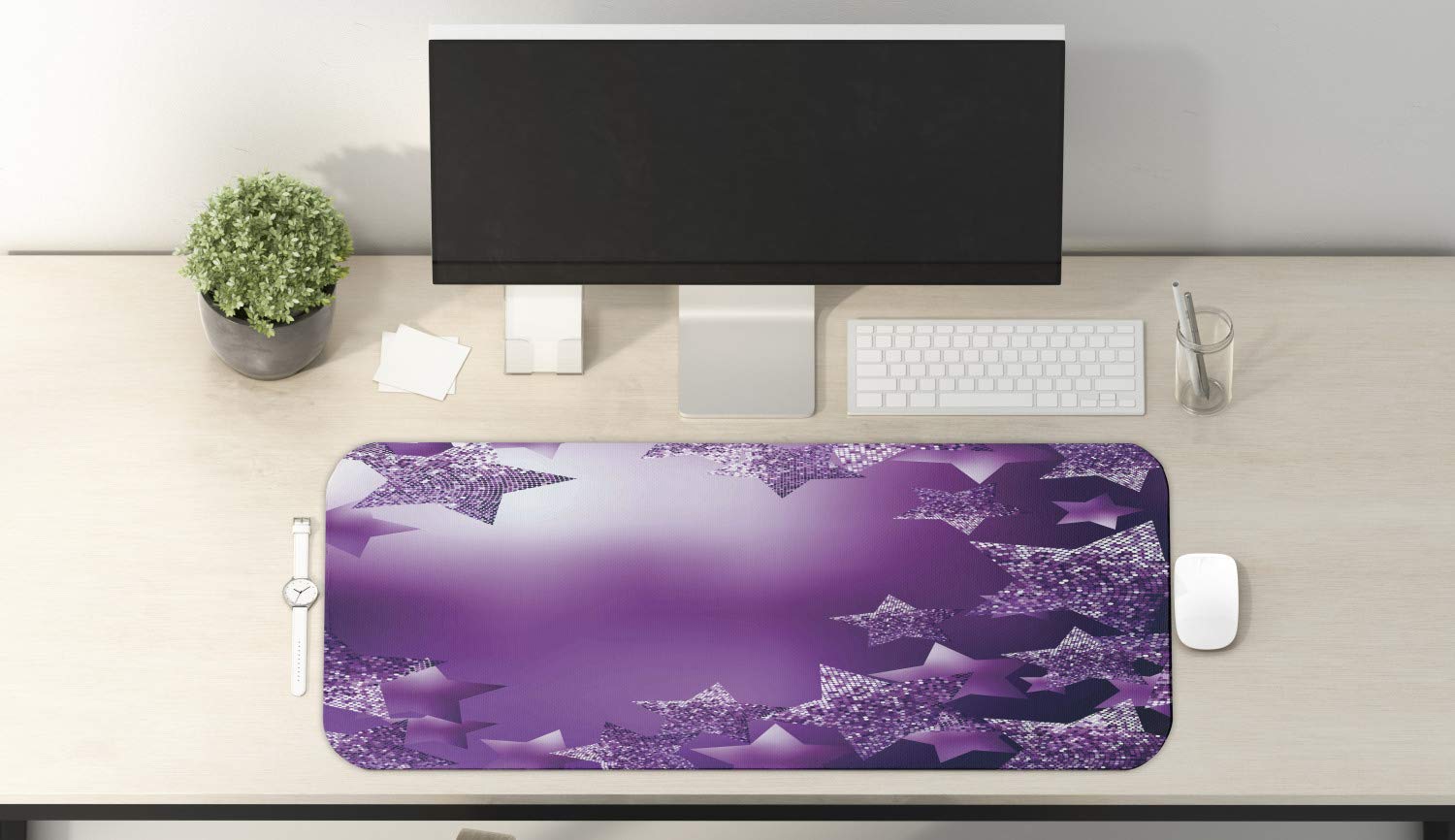Ambesonne Christmas Computer Mouse Pad - Xmas Stars & Fractal Squares Abstract Design, Non-Slip Rubber Gaming Mousepad (31