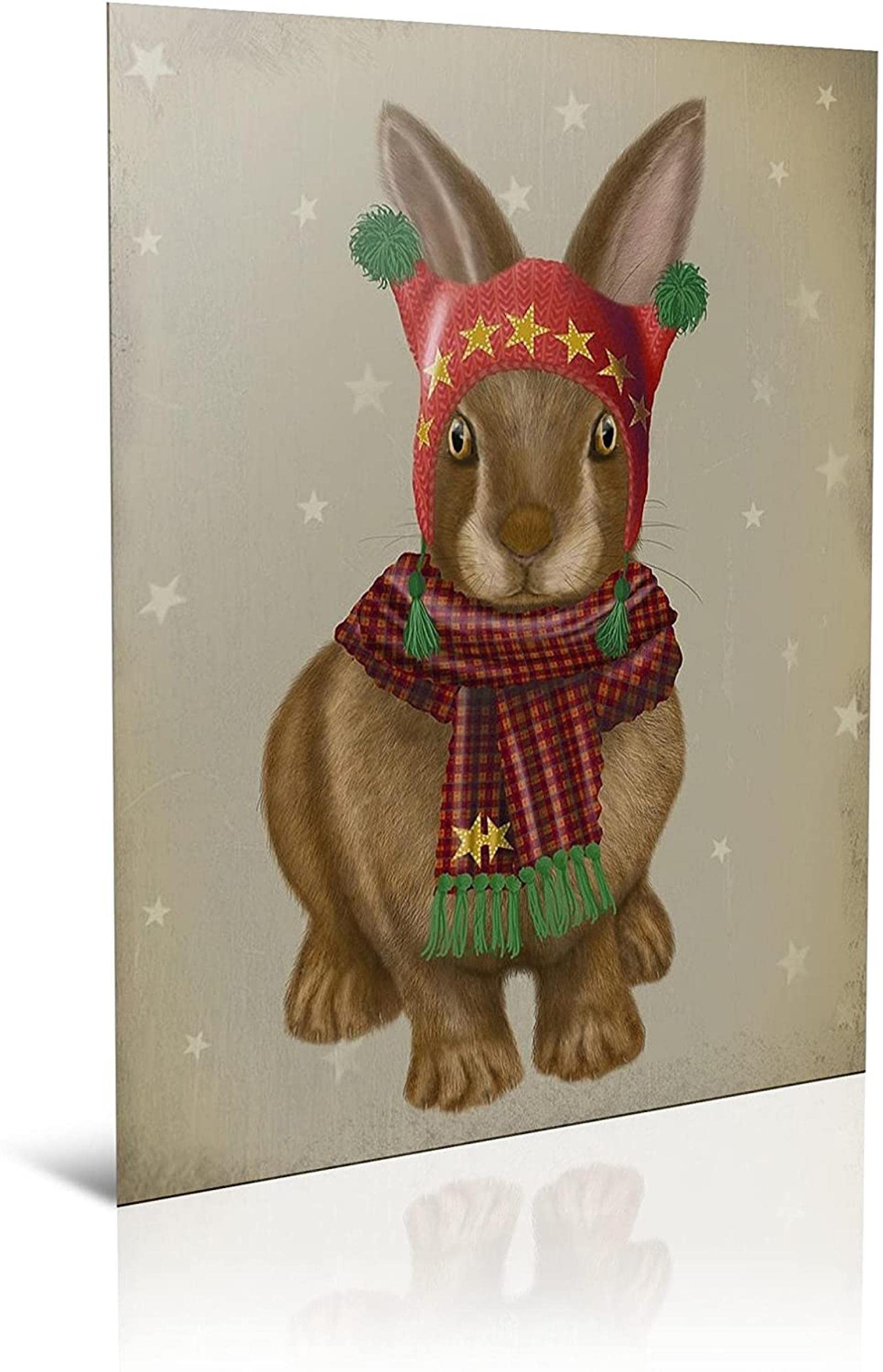 Cute Bunny Canvas Wall Art - Kitchen & Dining Room Decor, Christmas Home Decoration, Framed Picture 50x70cm (20x28in) - Perfect for Living Room, Bedroom & Holiday Gift Giving
