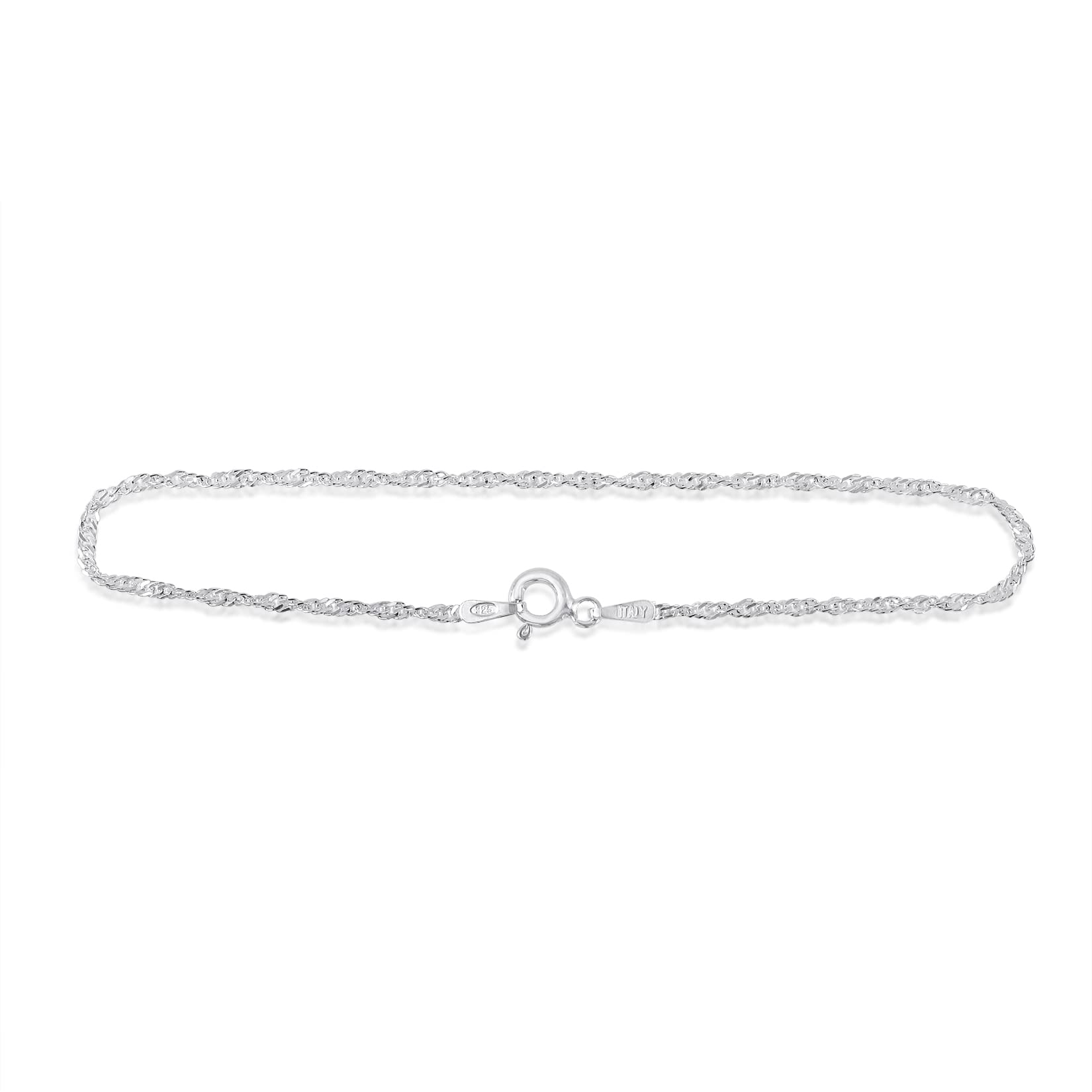 KEZEF Sterling Silver Twisted Curb Chain Bracelet & Anklet for Women - Premium Finish Rope Chain Jewelry - 7 to 11 Inch Adjustable - Elegant Gift for Birthday, Anniversary & Special Occasions