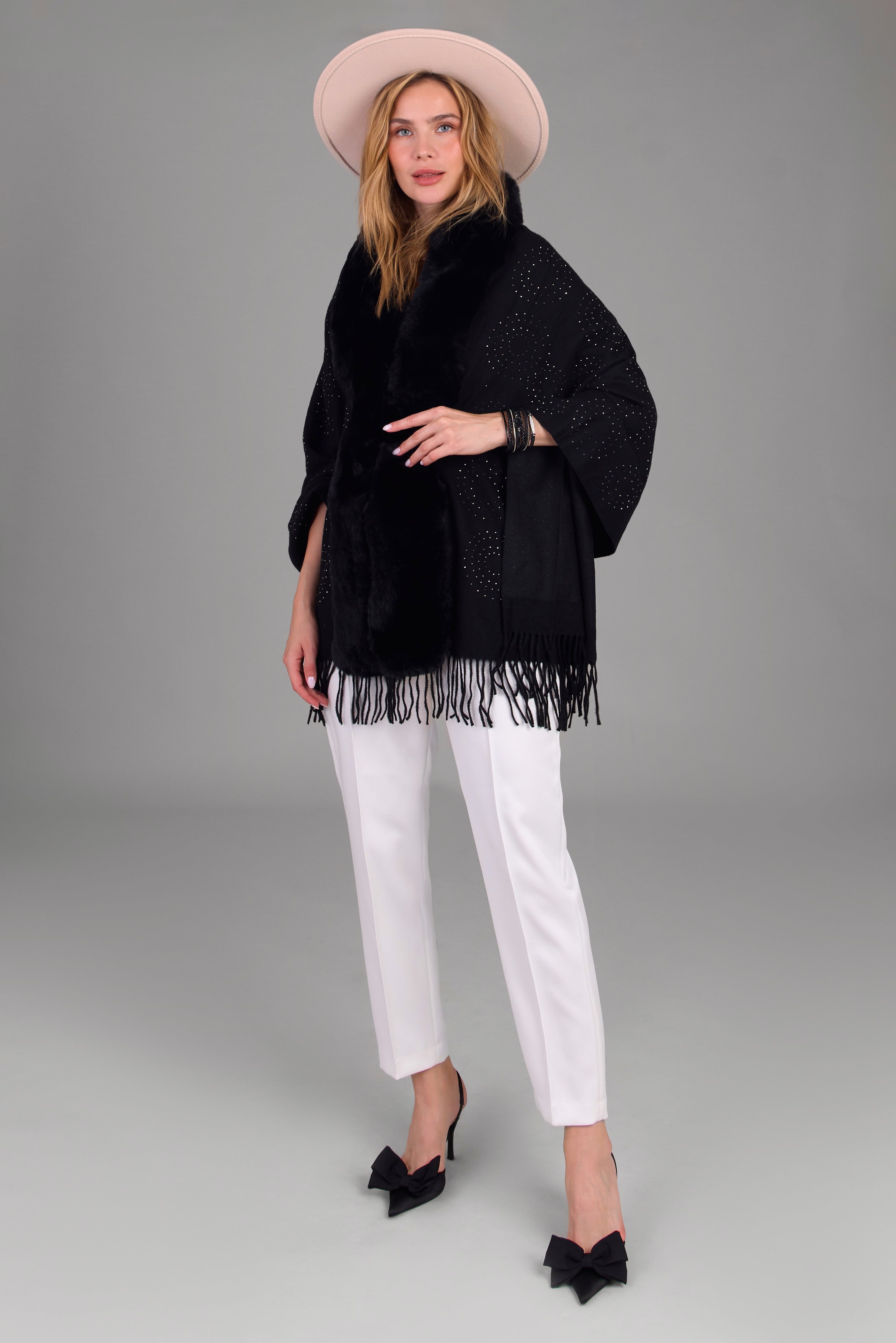Luxury Faux Fur Crystal Scarf for Women - Soft Winter Fashion Accessory - Perfect for Parties, Weddings & Cold Weather Outfits