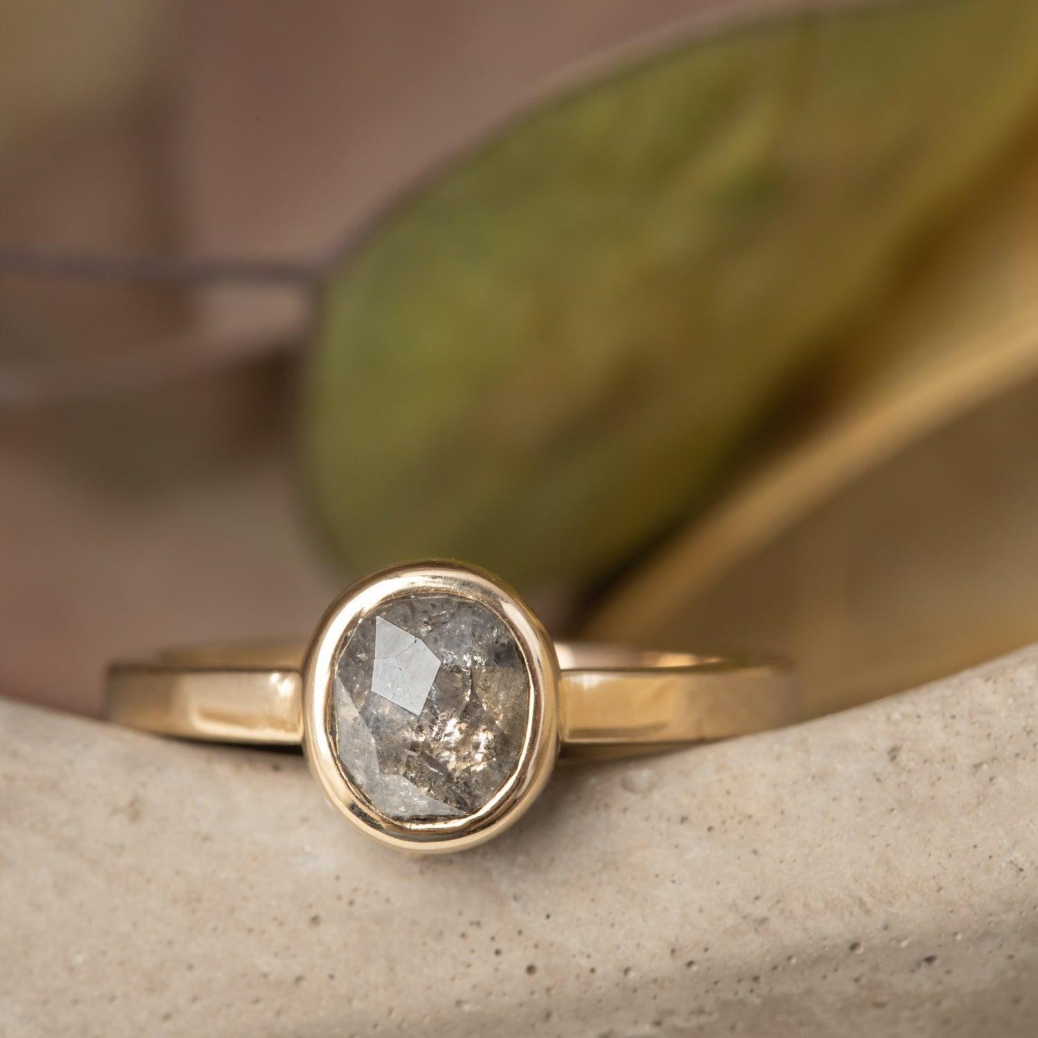 Ellie Salt & Pepper Diamond Ring - Unique Handcrafted Engagement Ring for Women - Perfect for Weddings, Anniversaries & Special Occasions