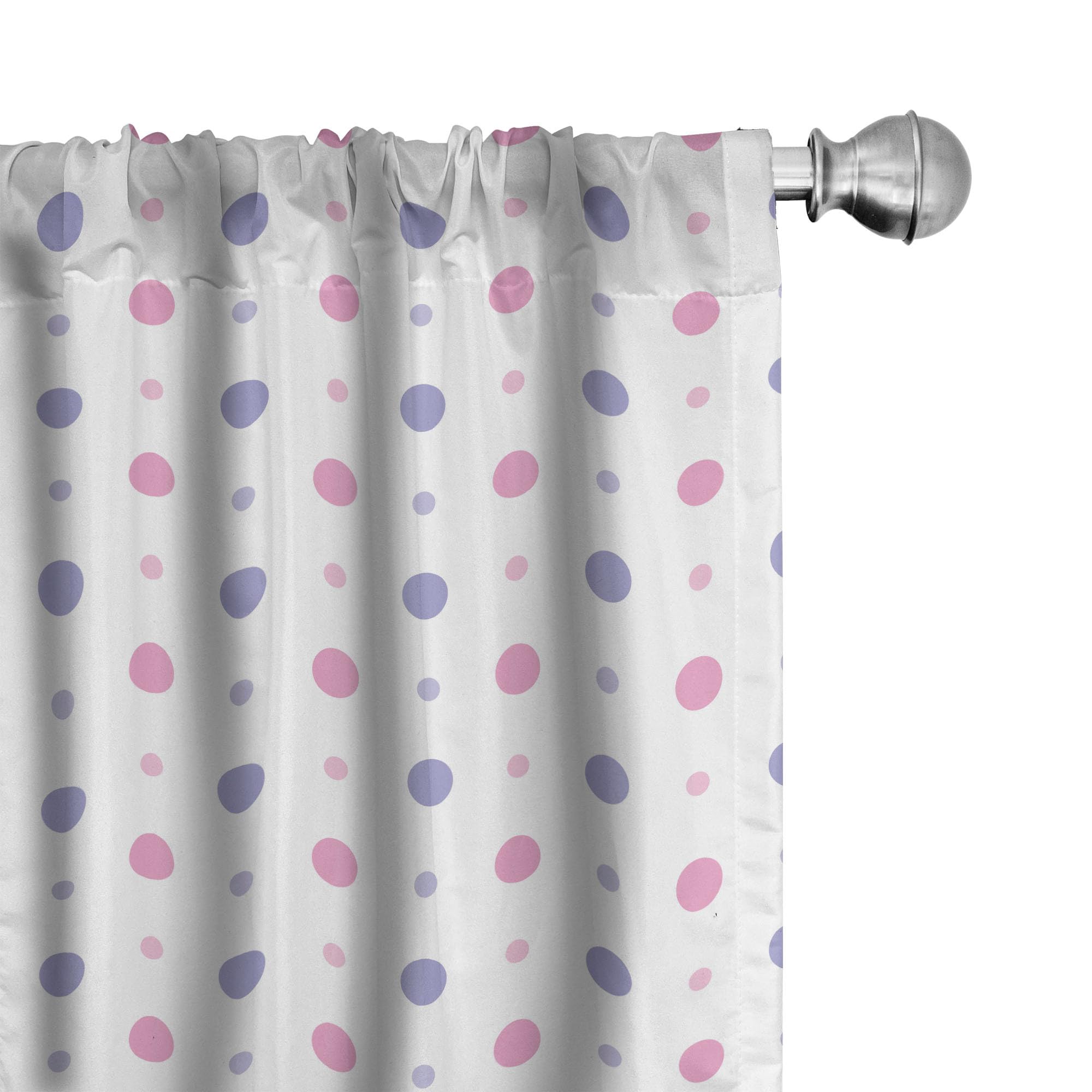 Ambesonne Pink Polka Dots Window Curtains - Set of 2 Lightweight Decorative Panels with Rod Pocket, Pastel Design with Symmetrical Rounds, 28