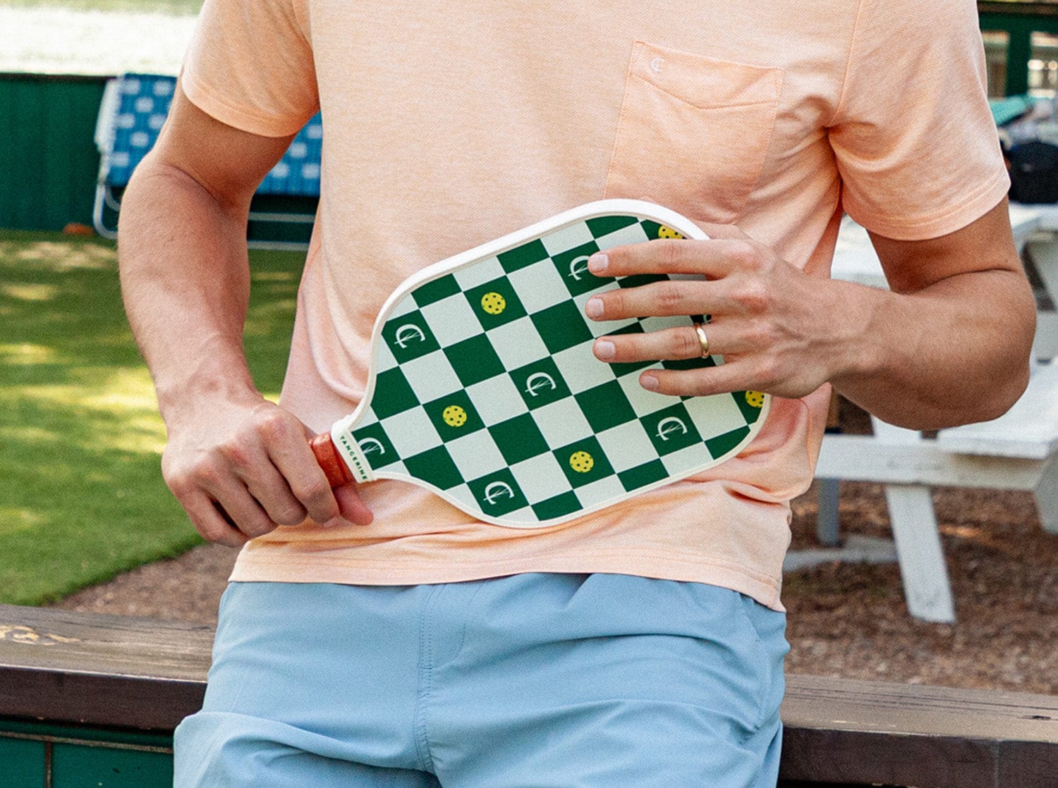 Criquet x Tangerine Premium Pickleball Paddle - Checker Green | Lightweight & Durable | Perfect for Outdoor & Indoor Pickleball Games