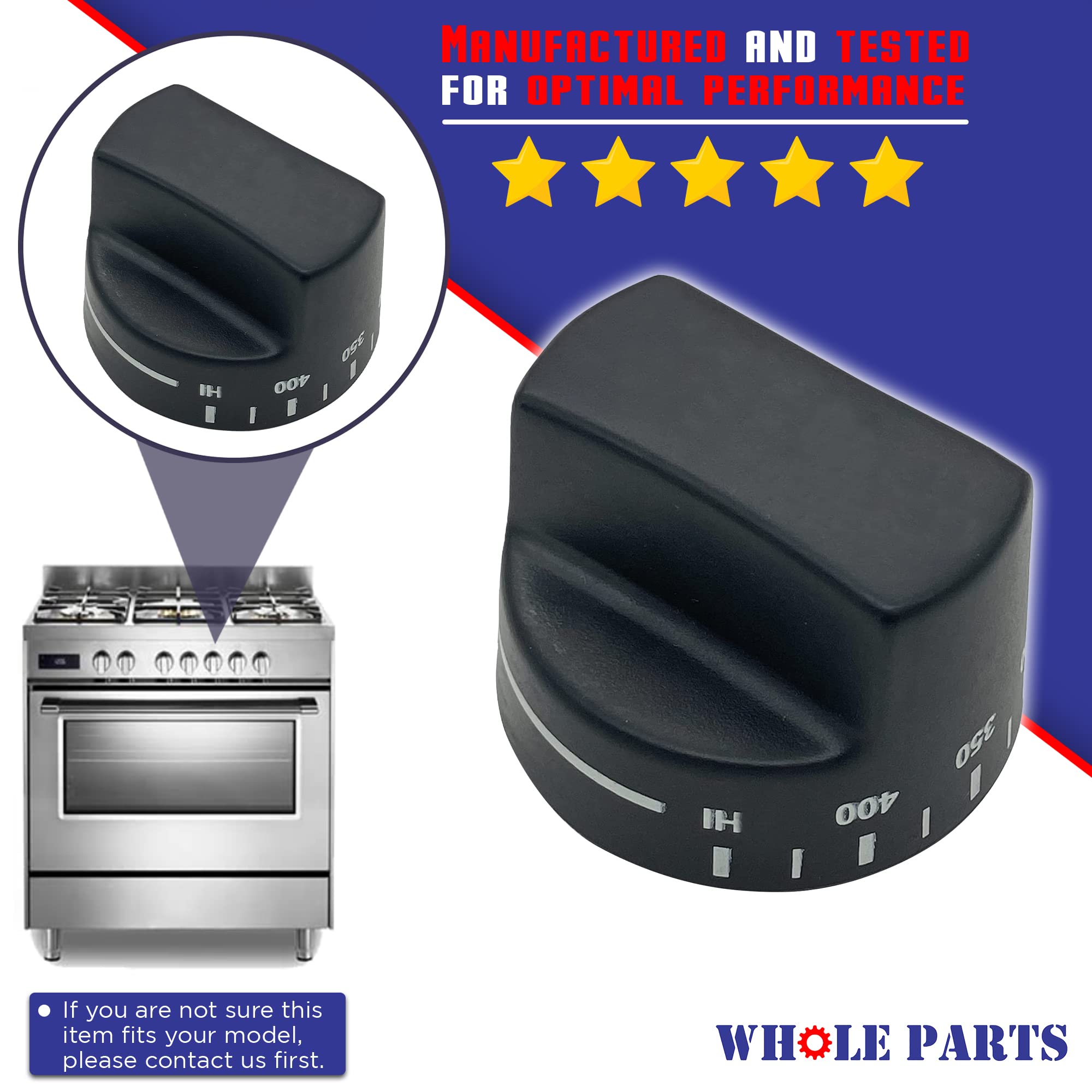 Viking Range Griddle Knob Replacement (Black) - PB010103 Compatible with Viking Stoves - Replaces AP5315397 & 810987 - Durable Non-OEM Appliance Part - 2 Year Warranty - Perfect for Kitchen Upgrades & Professional Cooking