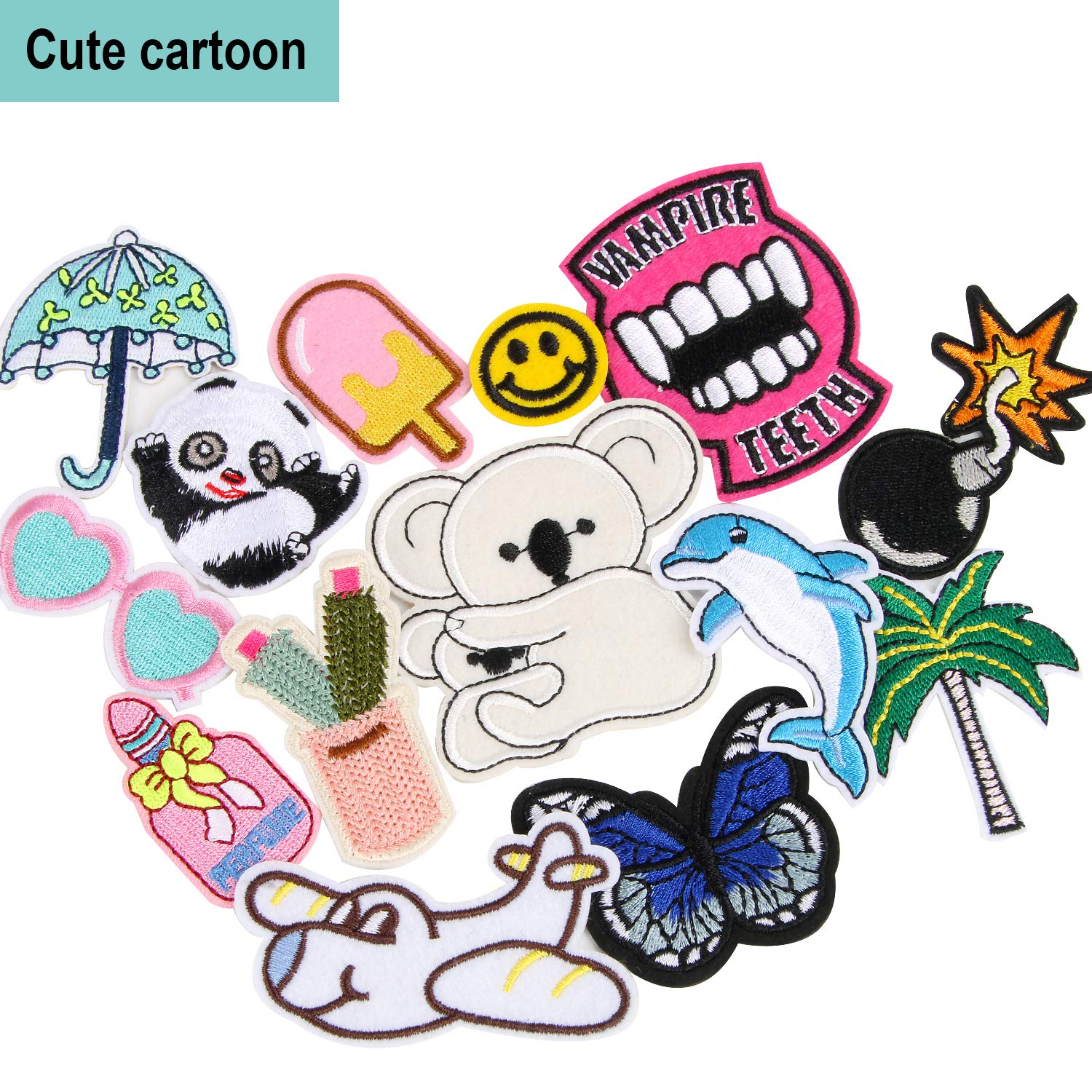 60pcs Random Assorted DIY Embroidered Iron On Patches - Sew On Applique Repair Patches for Backpacks, Jeans, Jackets, Hats & Clothes - Perfect for Customizing Denim, Bags & DIY Fashion Projects